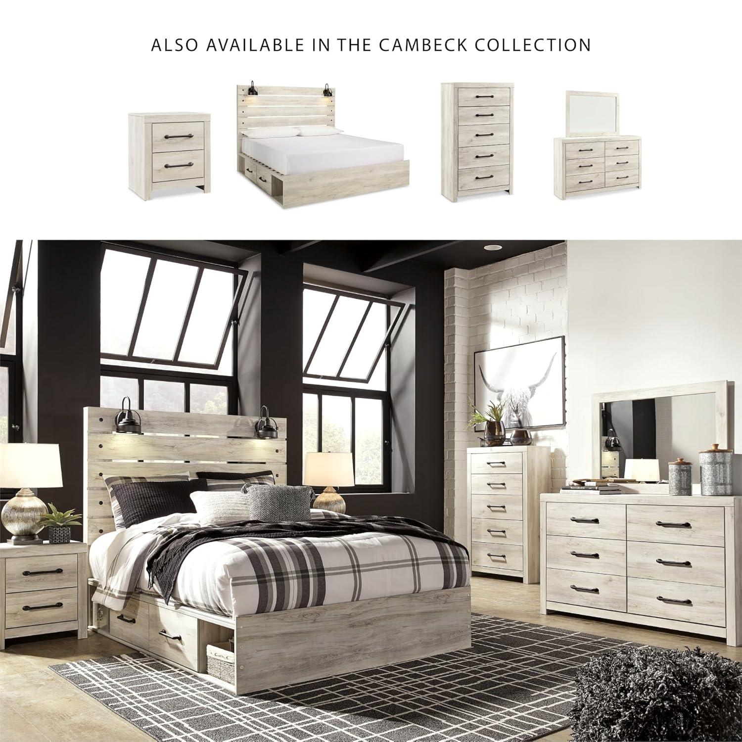 White and Light Brown 5-Drawer Transitional Chest