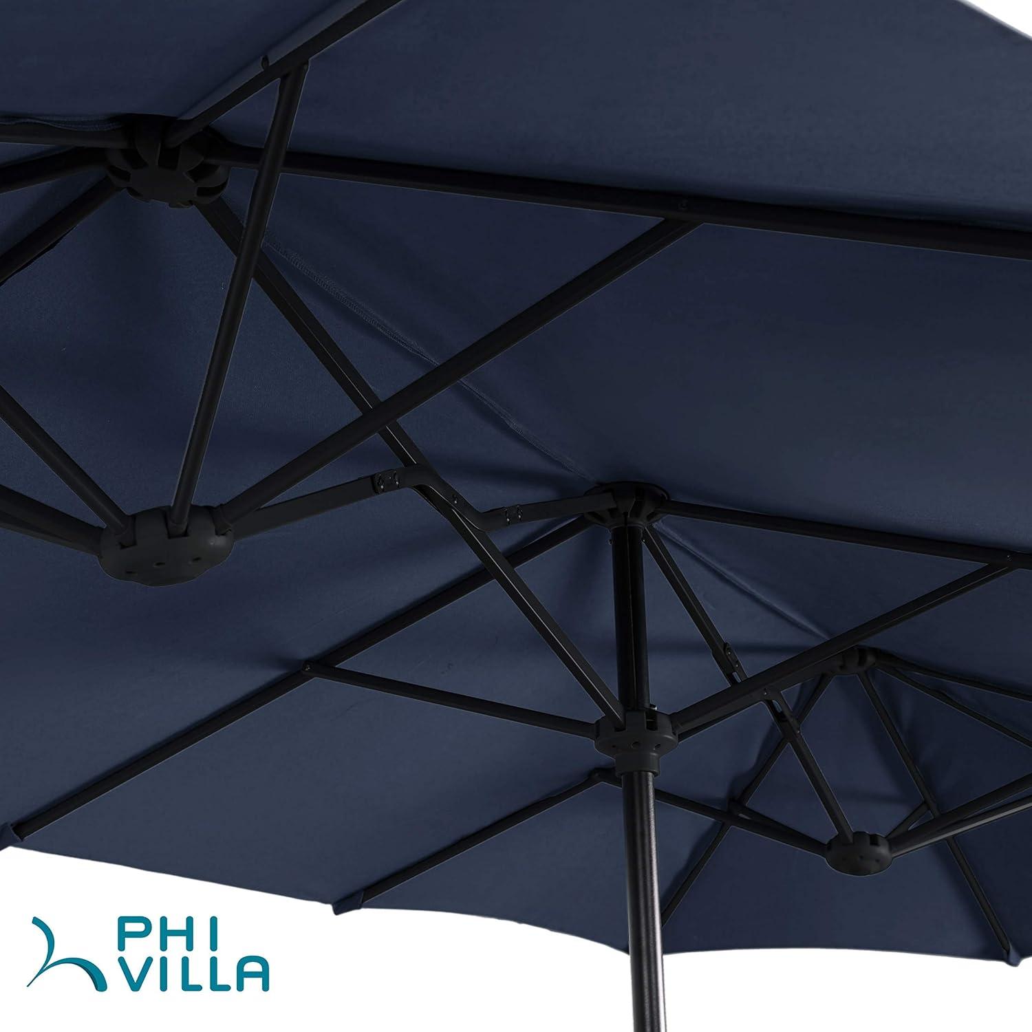 PHI VILLA 13ft Double-Sided Twin Outdoor Patio Umbrella Market Umbrella, Beige