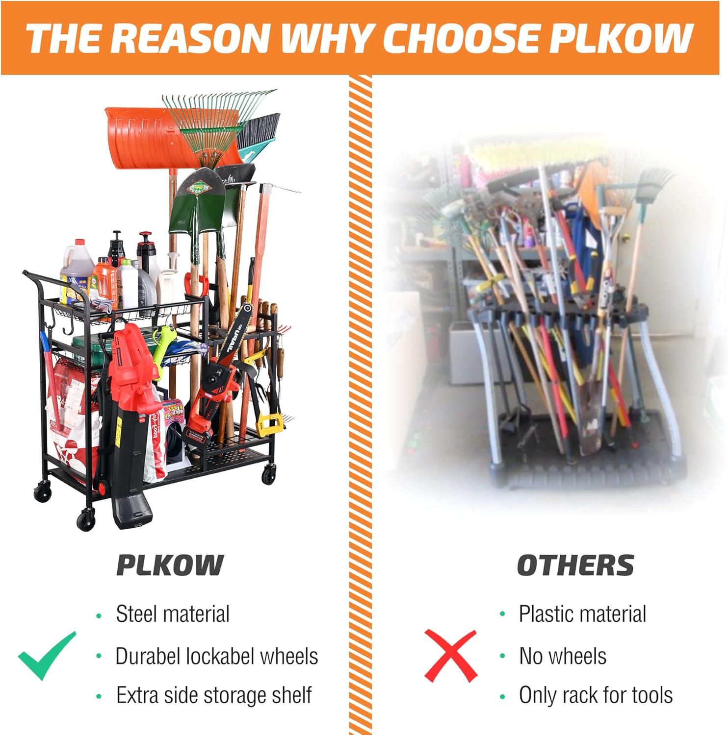 Textiles Hub Garden Tool Organizer With Wheels, Garden Tool Rack, Yard Tool Holder For Rakes, Shovel, Fertilizer, Garden Tool Storage For Garage, Shed, Outdoor