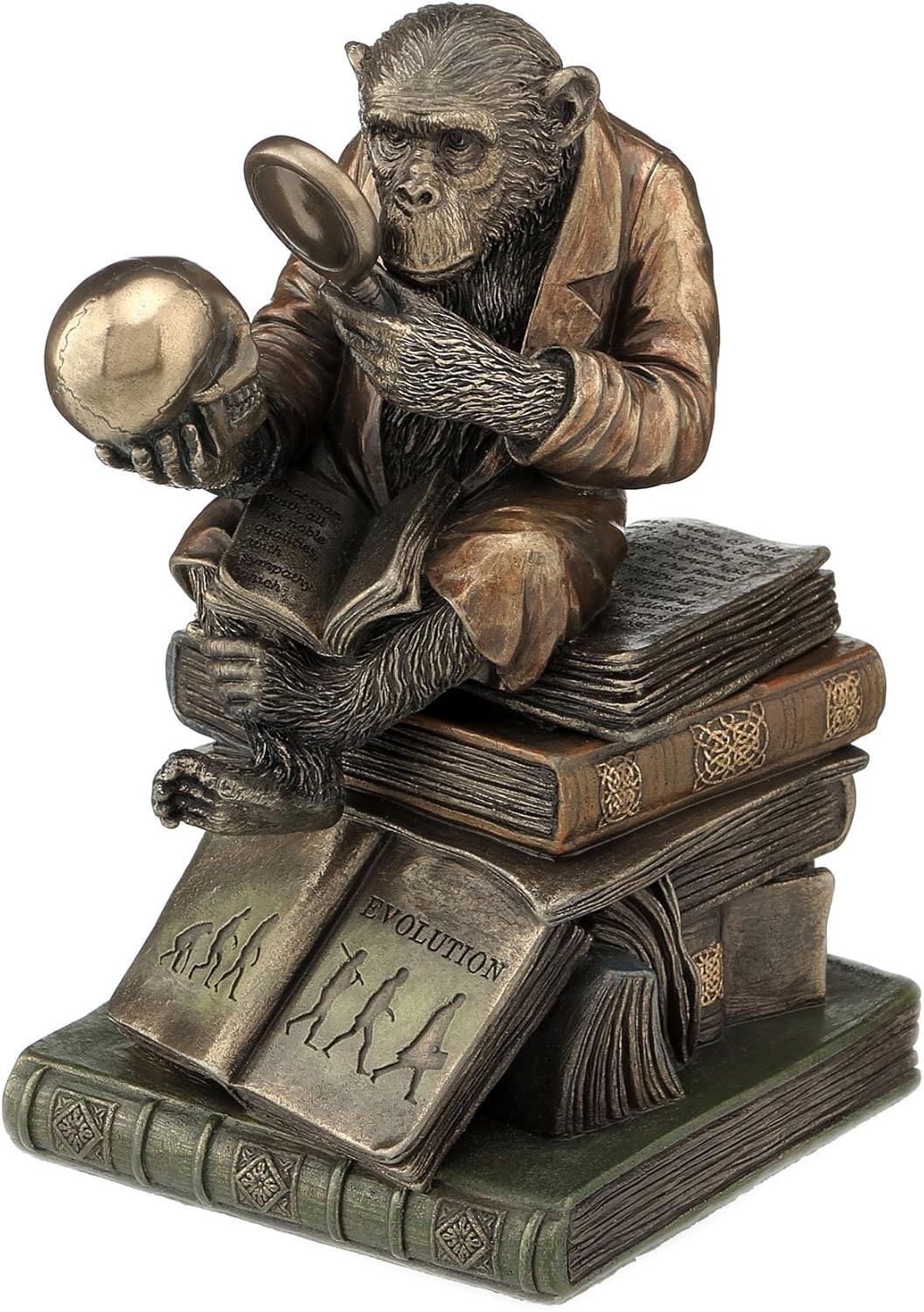 Bronze Chimpanzee Scholar Trinket Box with Books