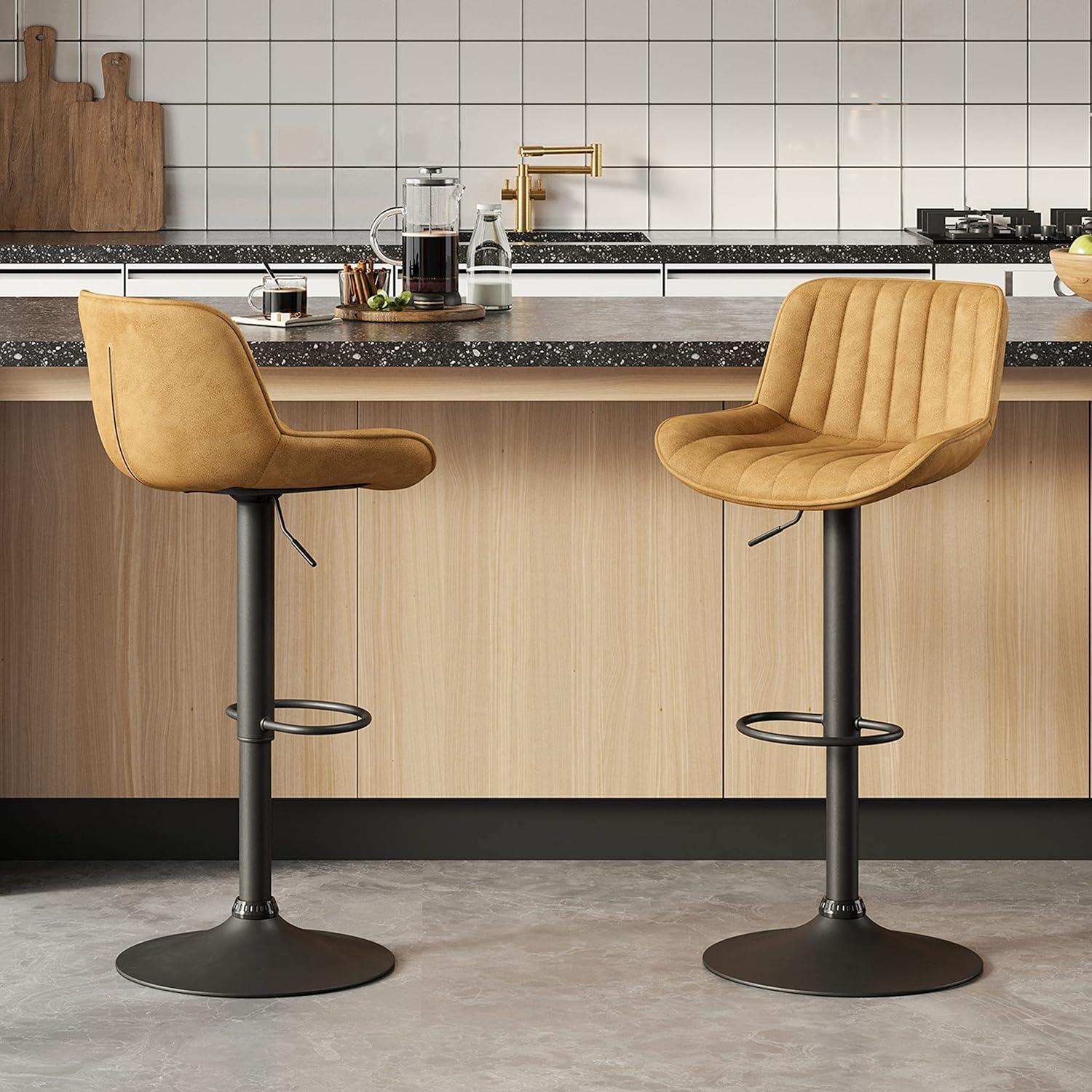 walsunny Swivel Upholstered Adjustable Height Counter Stool with Metal Frame (Set of 2)