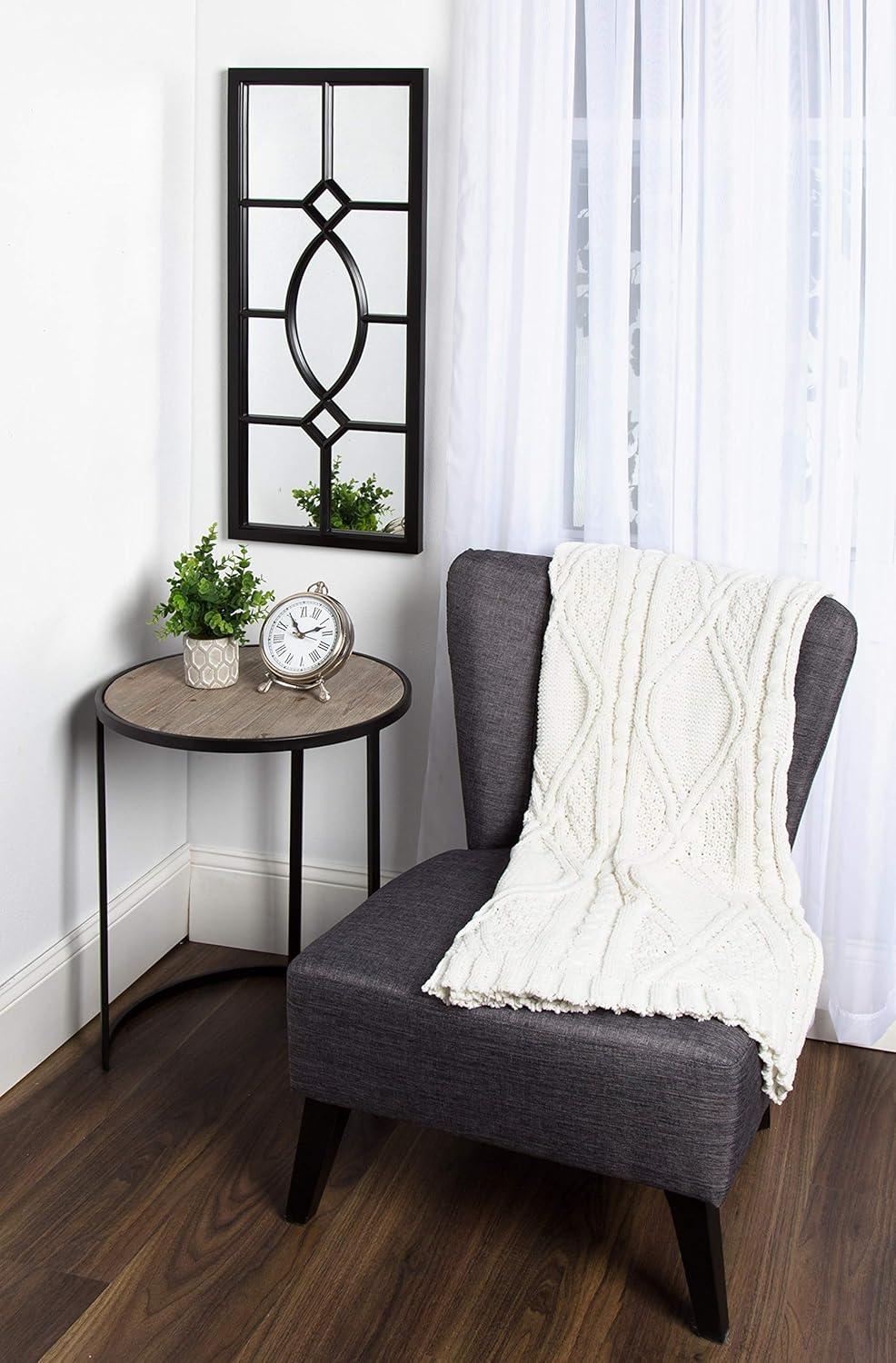 Kate and Laurel Cassat Casual Farmhouse Window Wall Accent Mirror, Rustic Gray