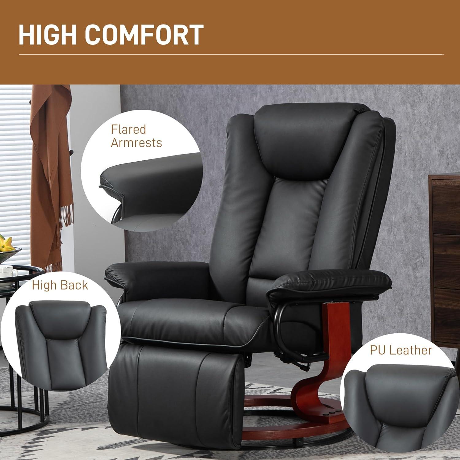 Manual Swivel Recliner Chair, Reclining Chair With Footrest For Living Room