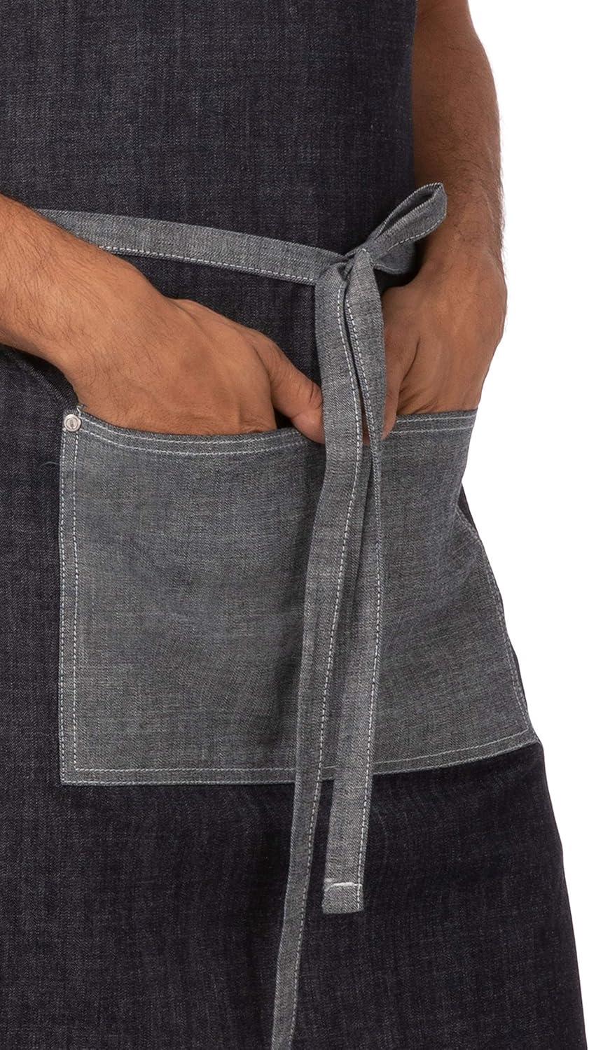 Indigo Blue Cotton Unisex Bib Apron with Pockets