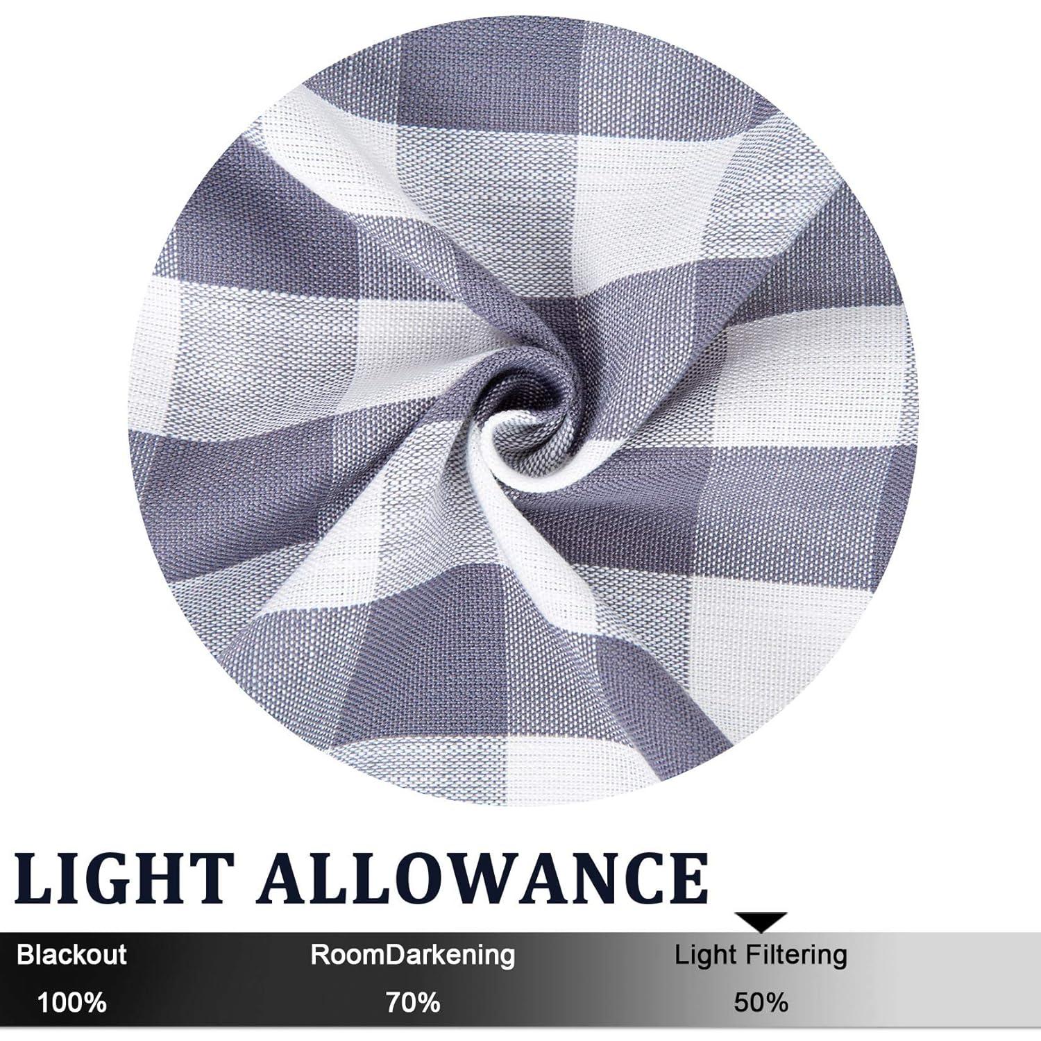 Buffalo Textured Window Curtain Panels Plaid Window Treatment Drapes Grommet Top for Living Room Bedroom Kitchen, Gray/White, 37"x95", 2 panels