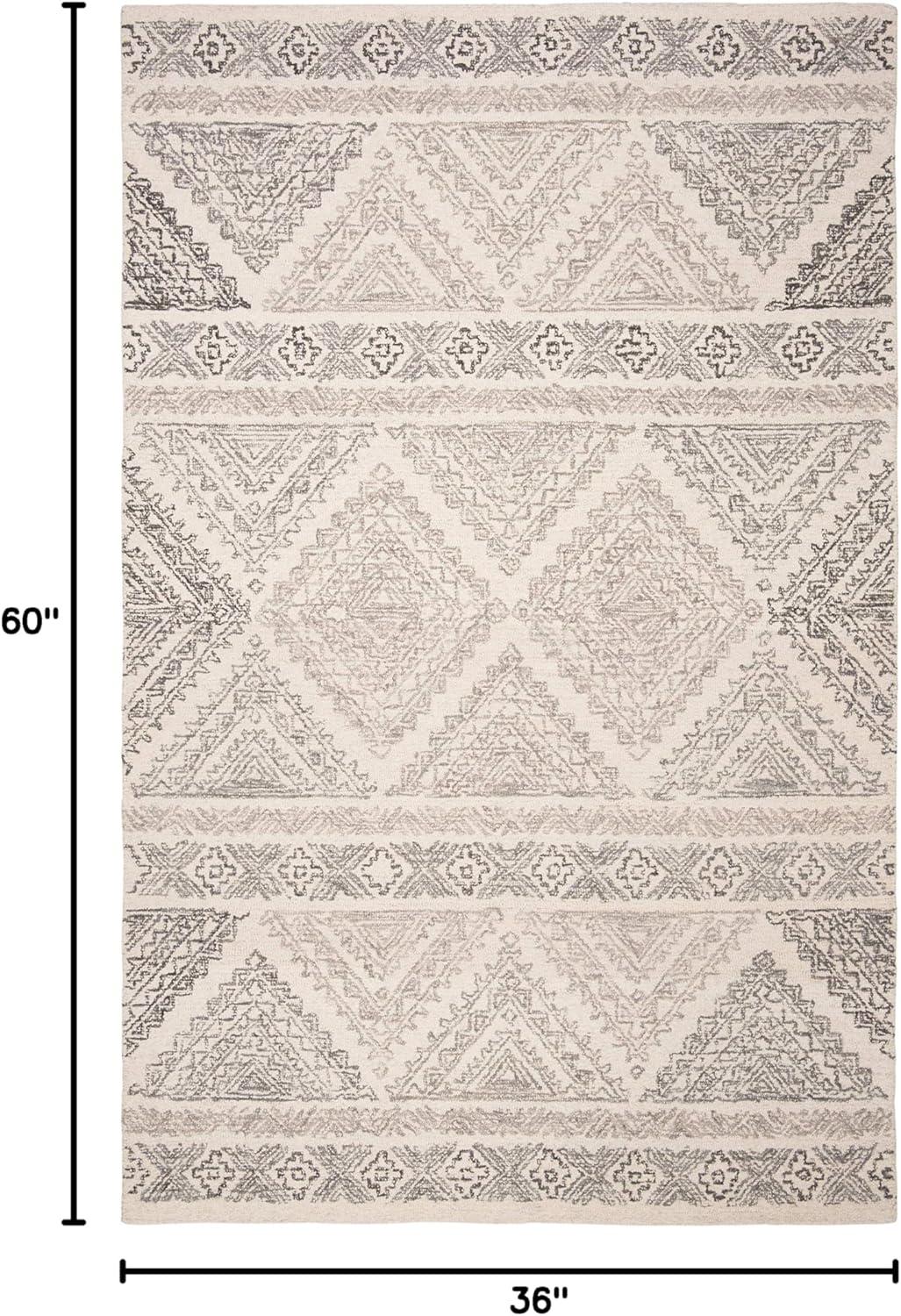 SAFAVIEH Micro-Loop Collection Accent Rug - 2'6" x 4', Ivory & Light Brown, Handmade Moroccan Boho Wool, Ideal for High Traffic Areas in Entryway, Living Room, Bedroom (MLP206B)