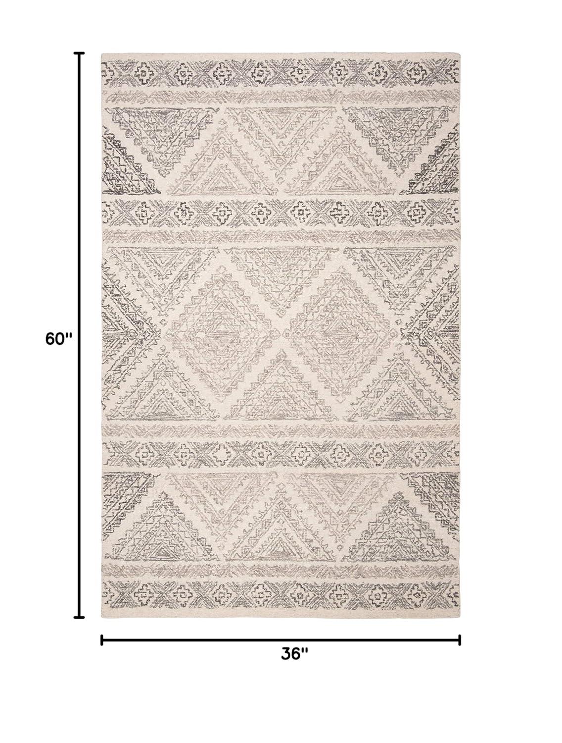 SAFAVIEH Micro-Loop Collection Accent Rug - 2'6" x 4', Ivory & Light Brown, Handmade Moroccan Boho Wool, Ideal for High Traffic Areas in Entryway, Living Room, Bedroom (MLP206B)