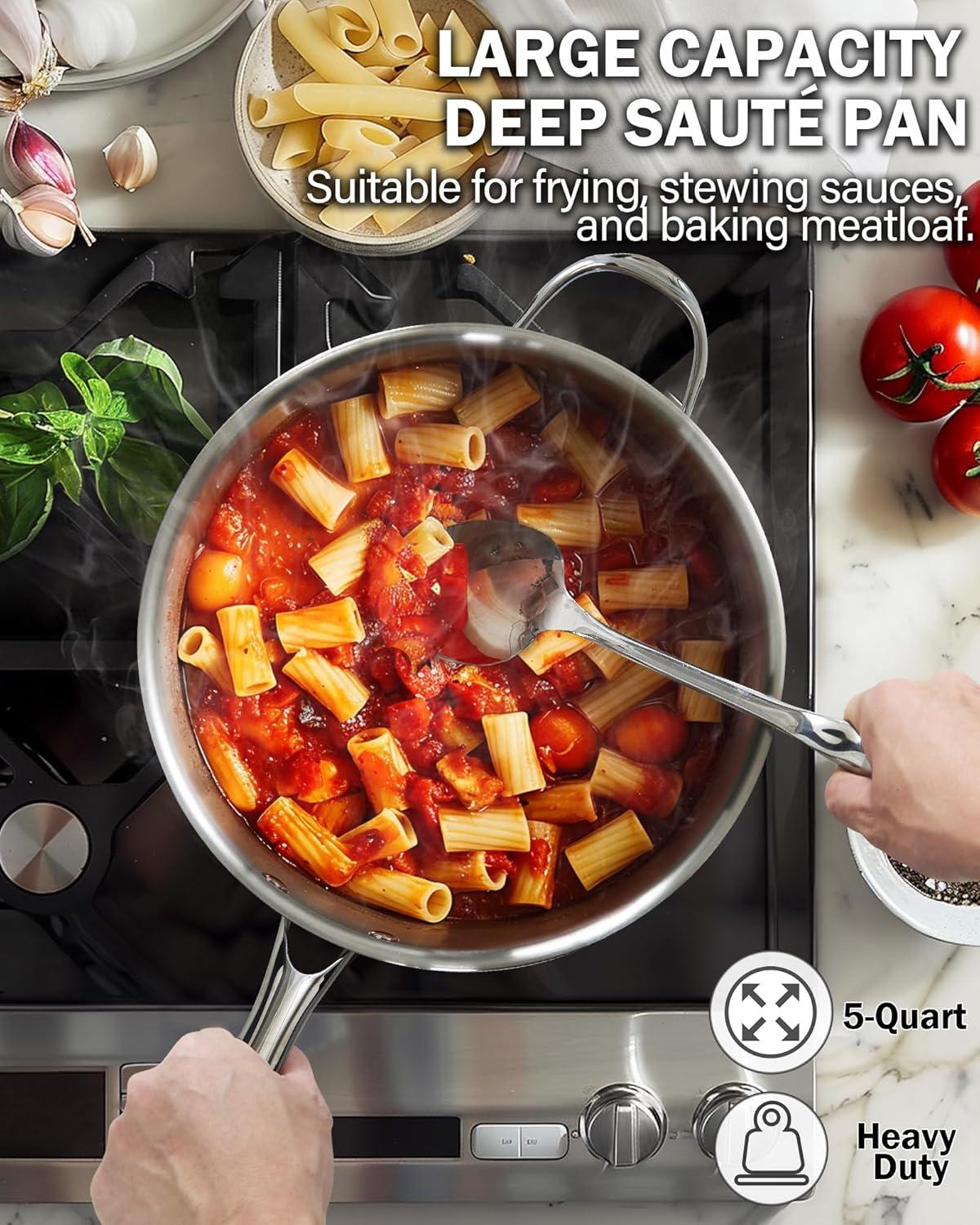 Cooks Standard Cooks Standard Classic 5 QT 11 inch Stainless Steel Saute Pan Frying Pan Skillet with Lid