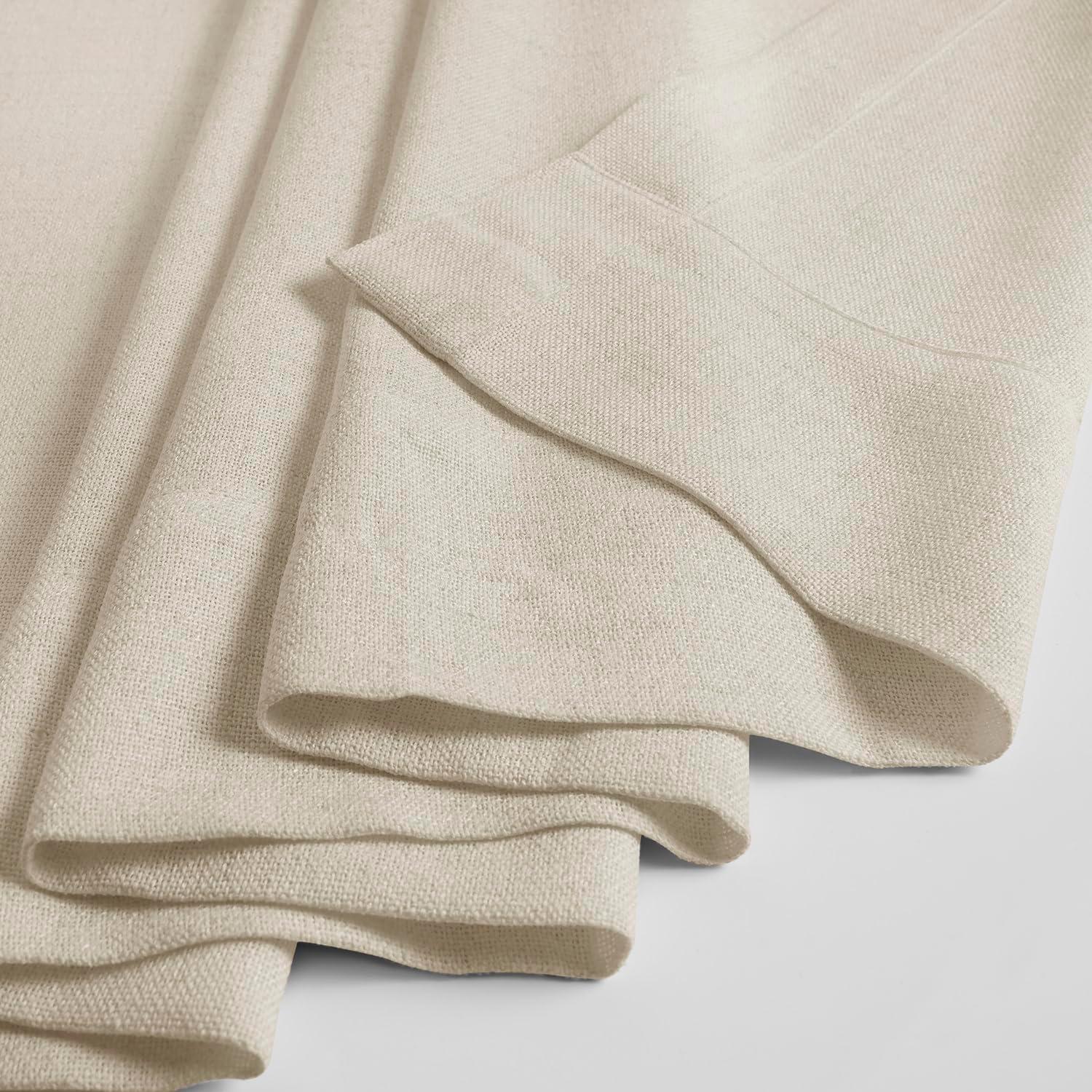 HPD Half Price Drapes Farm Town Faux Linen Textured Semi Sheer Curtains for Bedroom 84 Inches Long (2 Panels) - Rod Pocket Window Curtains for Living Room & Home Decor - 50 X 84, French Country Cream