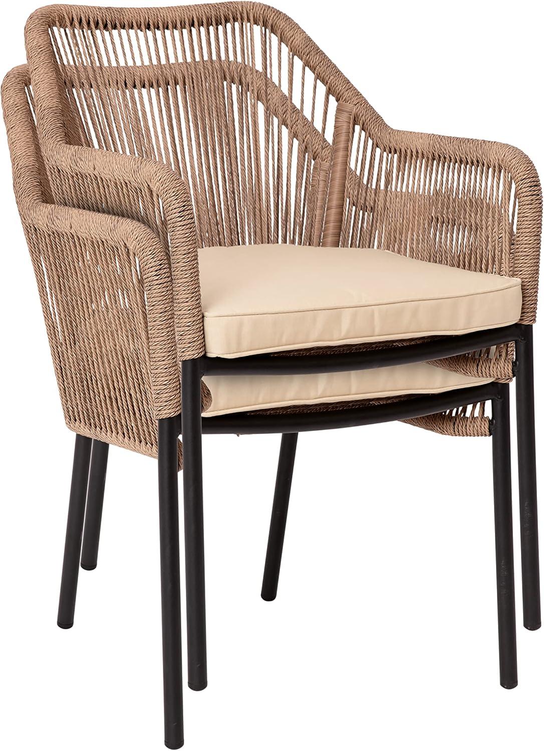 Taylor & Logan Kyla Metal Outdoor Stacking Dining Armchair with Cushion (Set of 2)