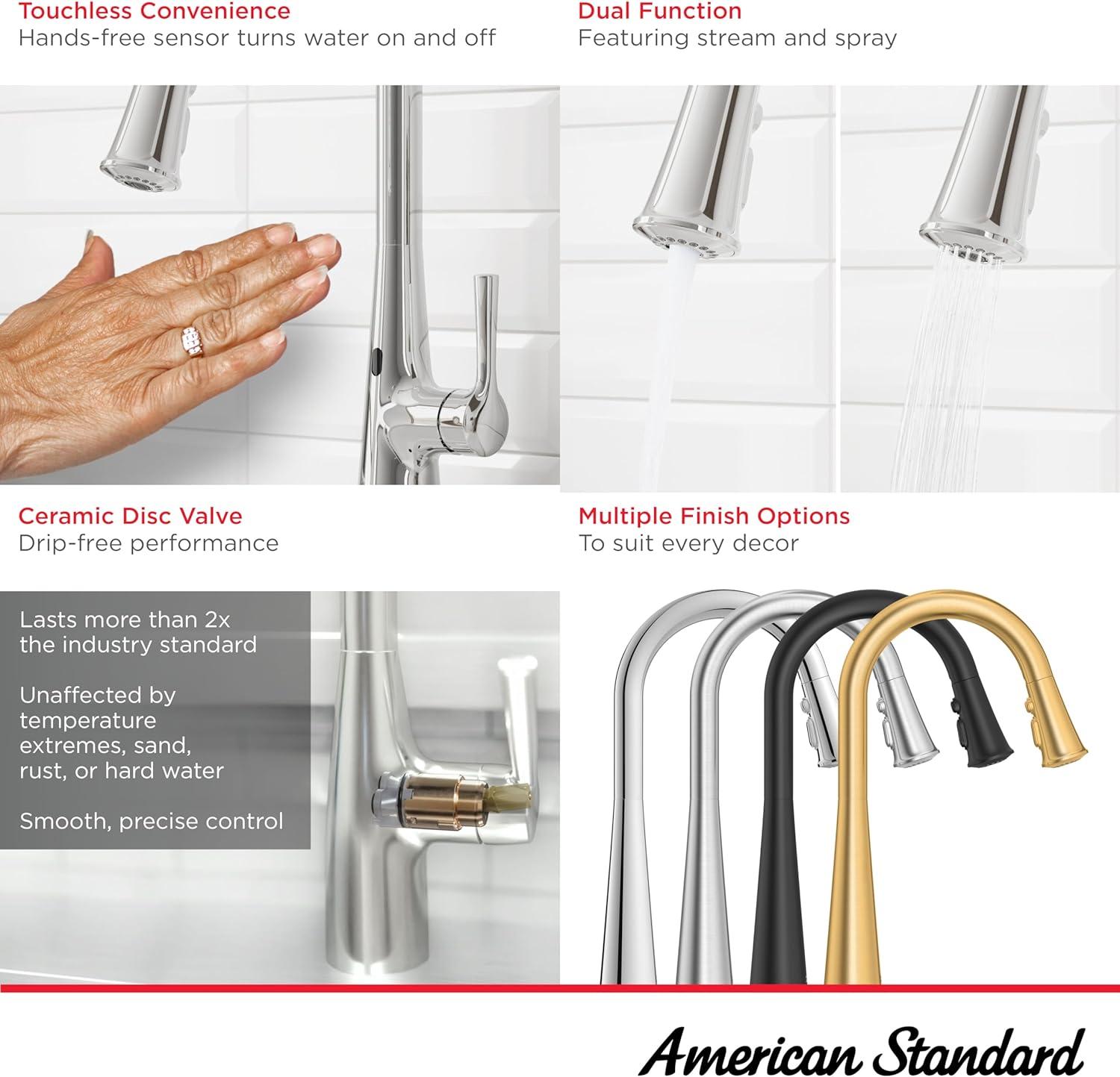 Brushed Gold Touchless Pull-Down Kitchen Faucet with Spray