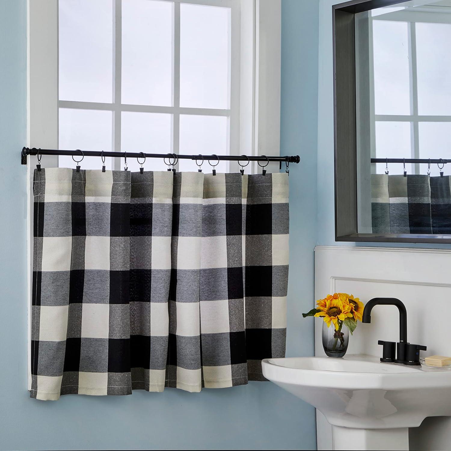 SKL HOME by Saturday Knight Ltd. Grandin Curtain Tier Pair, 57x24, Black/Natural