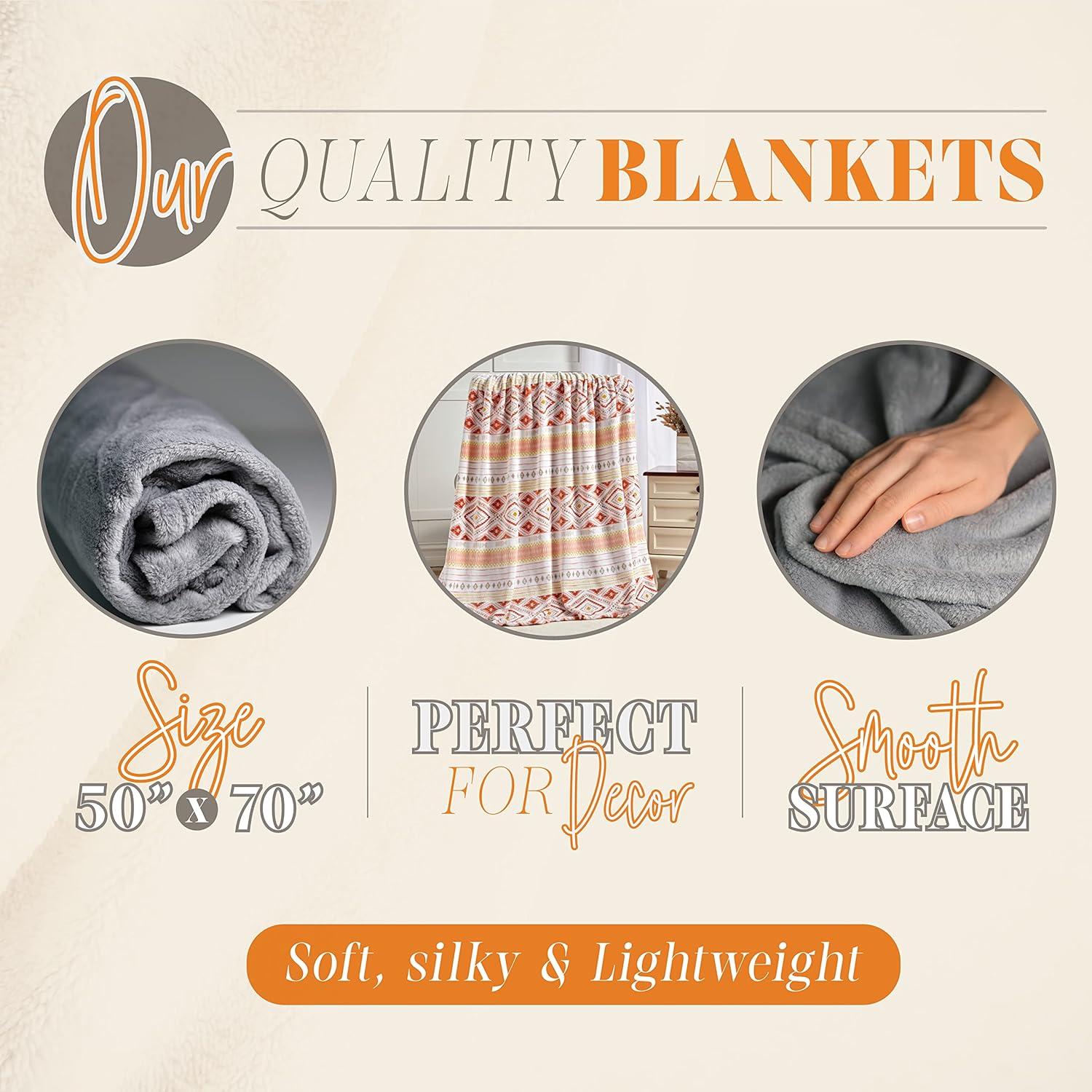 Lightweight Printed Throw Blanket- All Season, Ultra Soft, Cozy and Plush- Decorative Throw Blankets, Perfect for Lounging, 50 x 70 inches, Nayati Throw