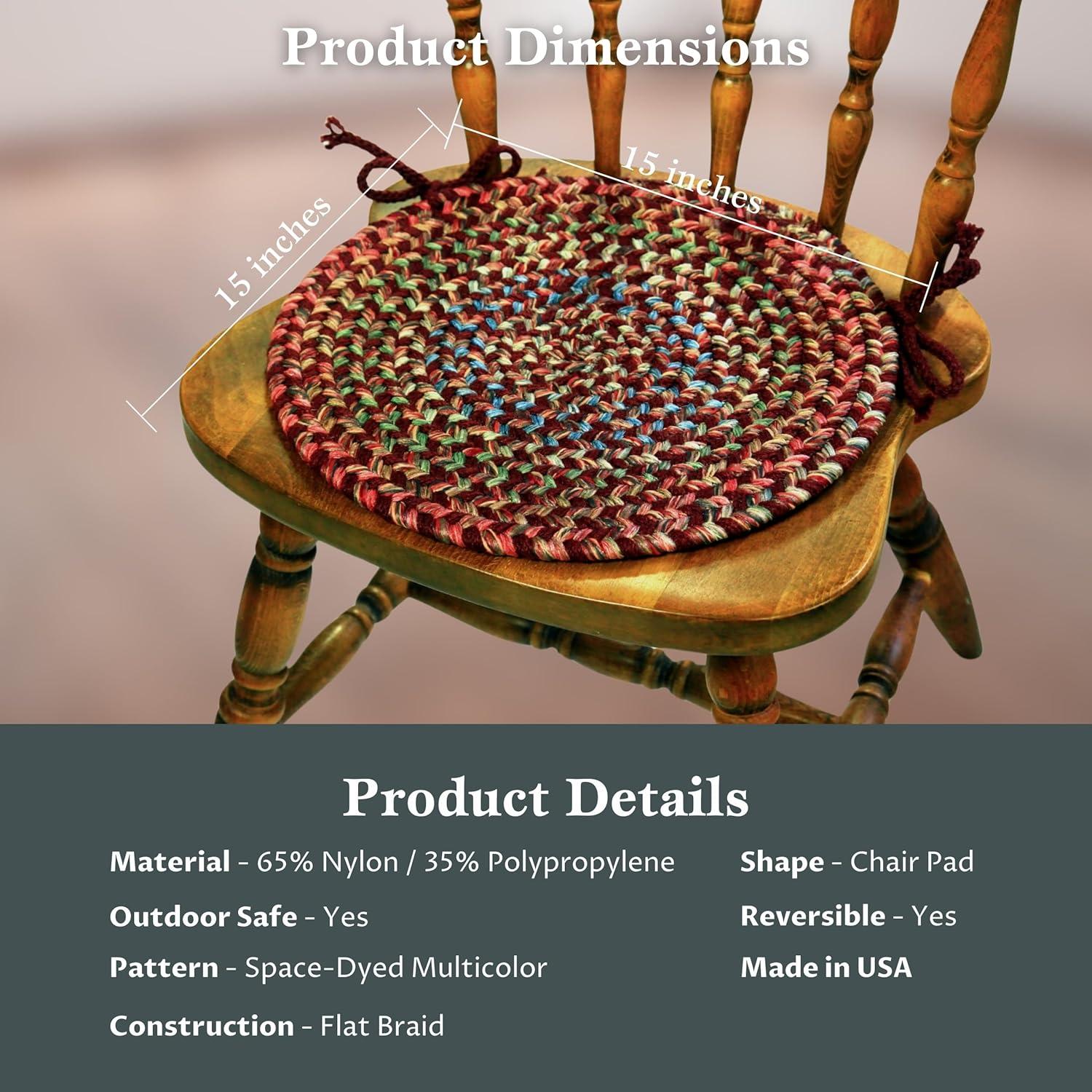 Rhody Rug Katie Braided Chair Pads by  (Set of 4) Burgundy