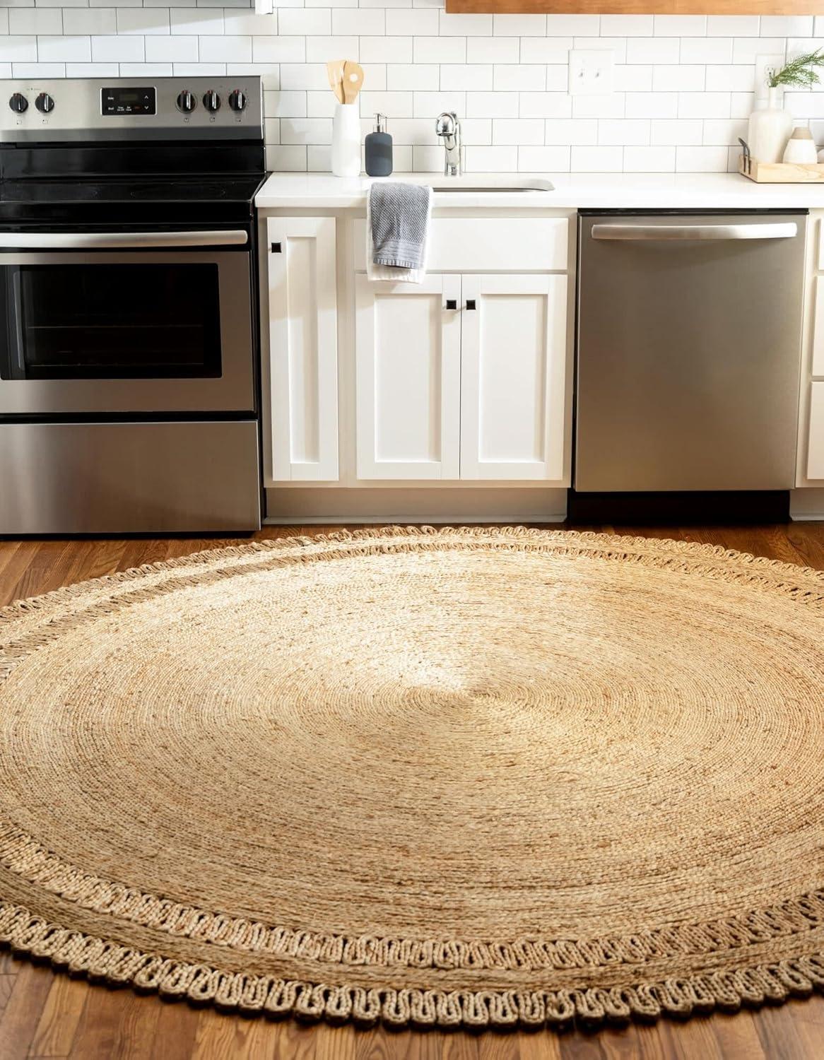 Unique Loom Braided Jute Floral Solid Indoor Braided Area Rug