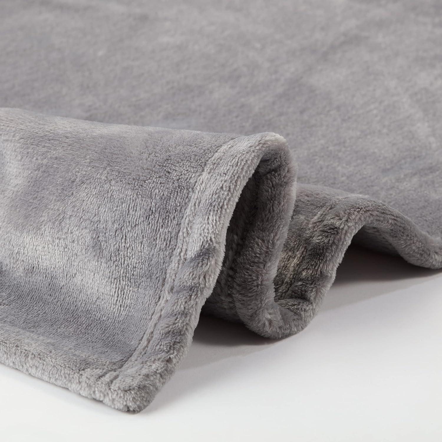 SERTA Cozy Plush Thick Fuzzy Super Soft Lightweight Throw Blanket for Bed, Couch, or Travel, Standard (50 in x 60 in), Grey