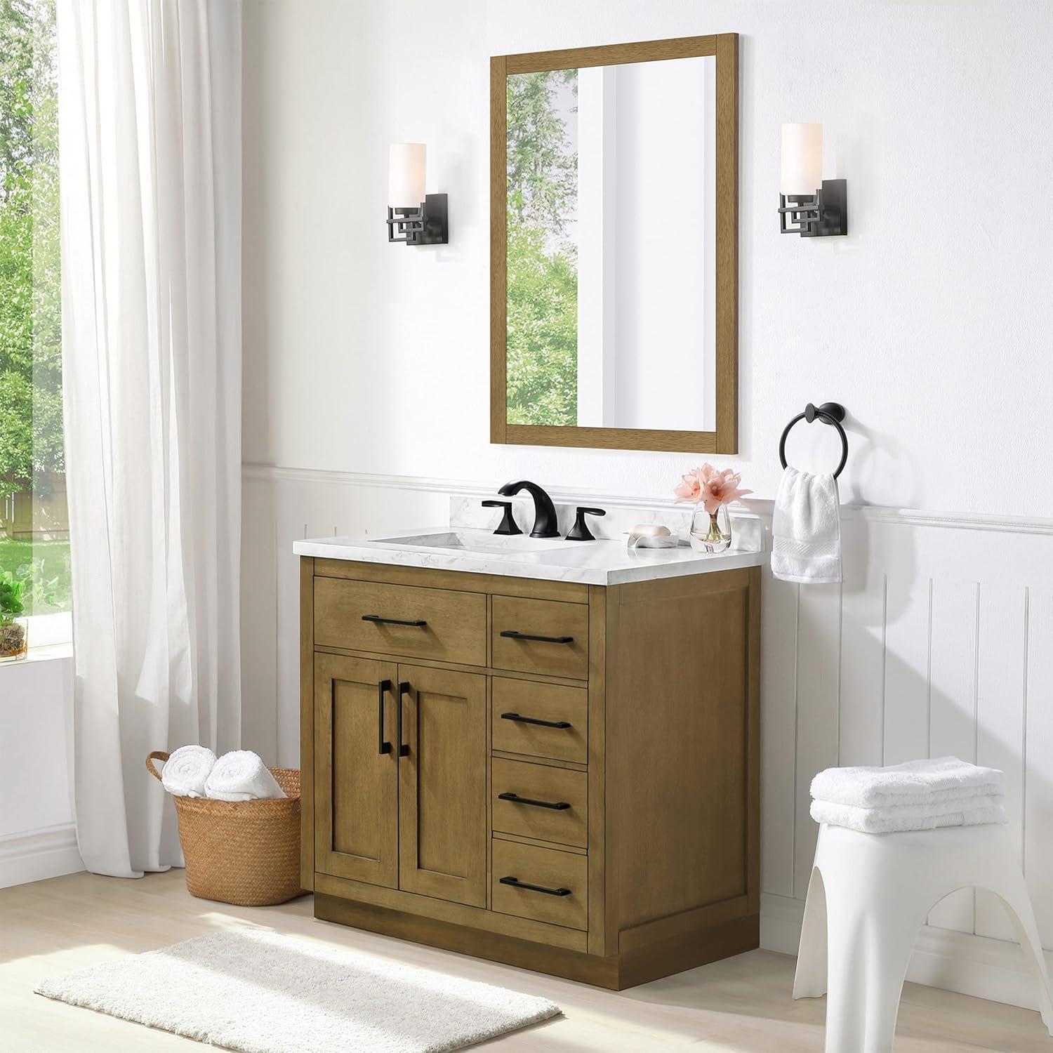 OVE Decors Athea 36 in. W Bath Vanity with Premium Countertop and Power Bar