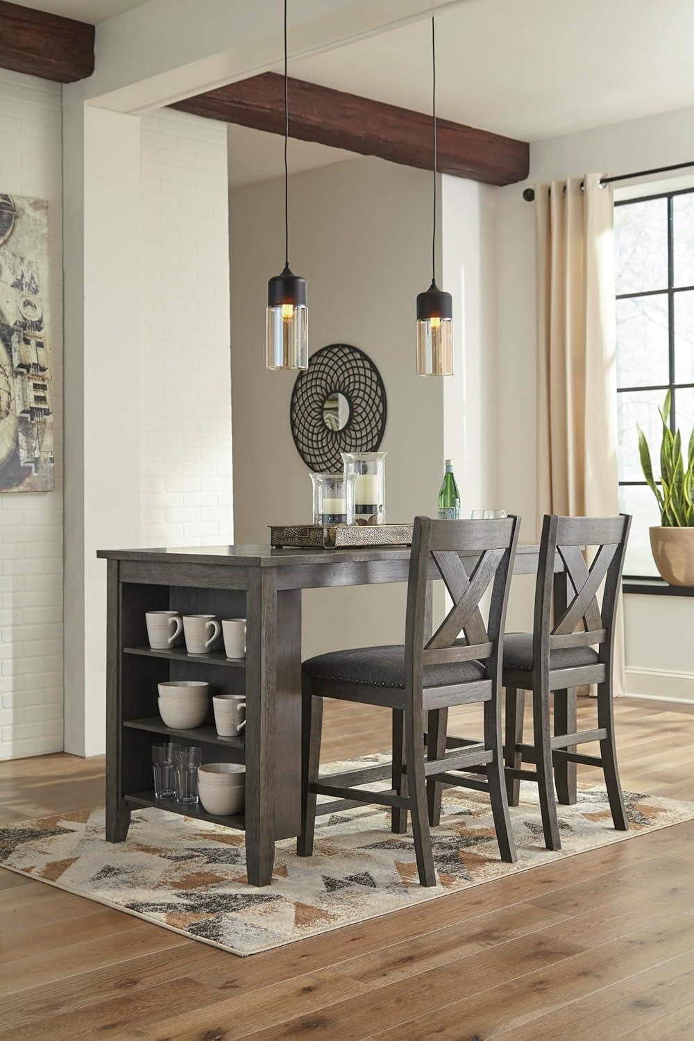 Signature Design By Ashley Caitbrook Rustic 24.63" Counter Height Upholstered Barstool, Set Of 2, Gray