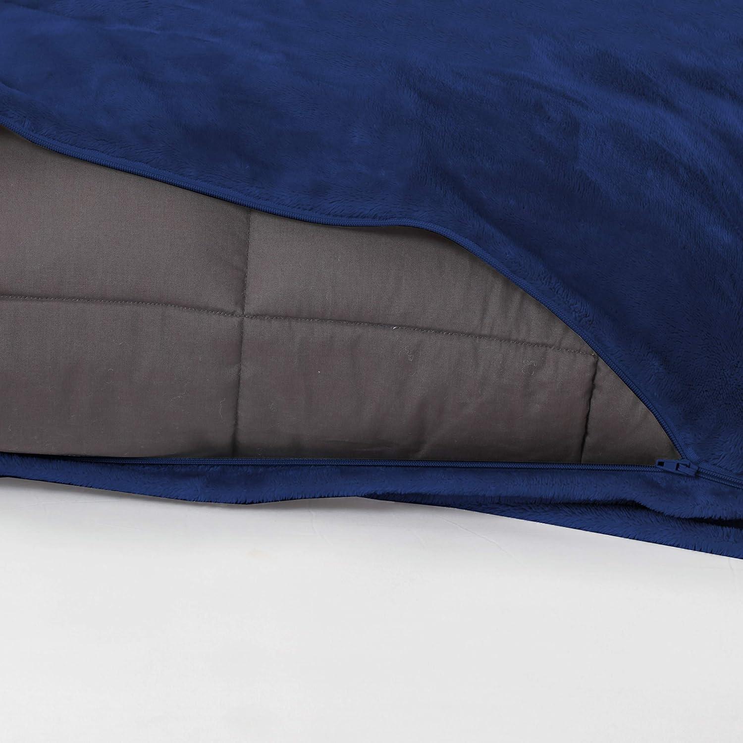 Navy Plush 15lb Weighted Blanket with Removable Cover