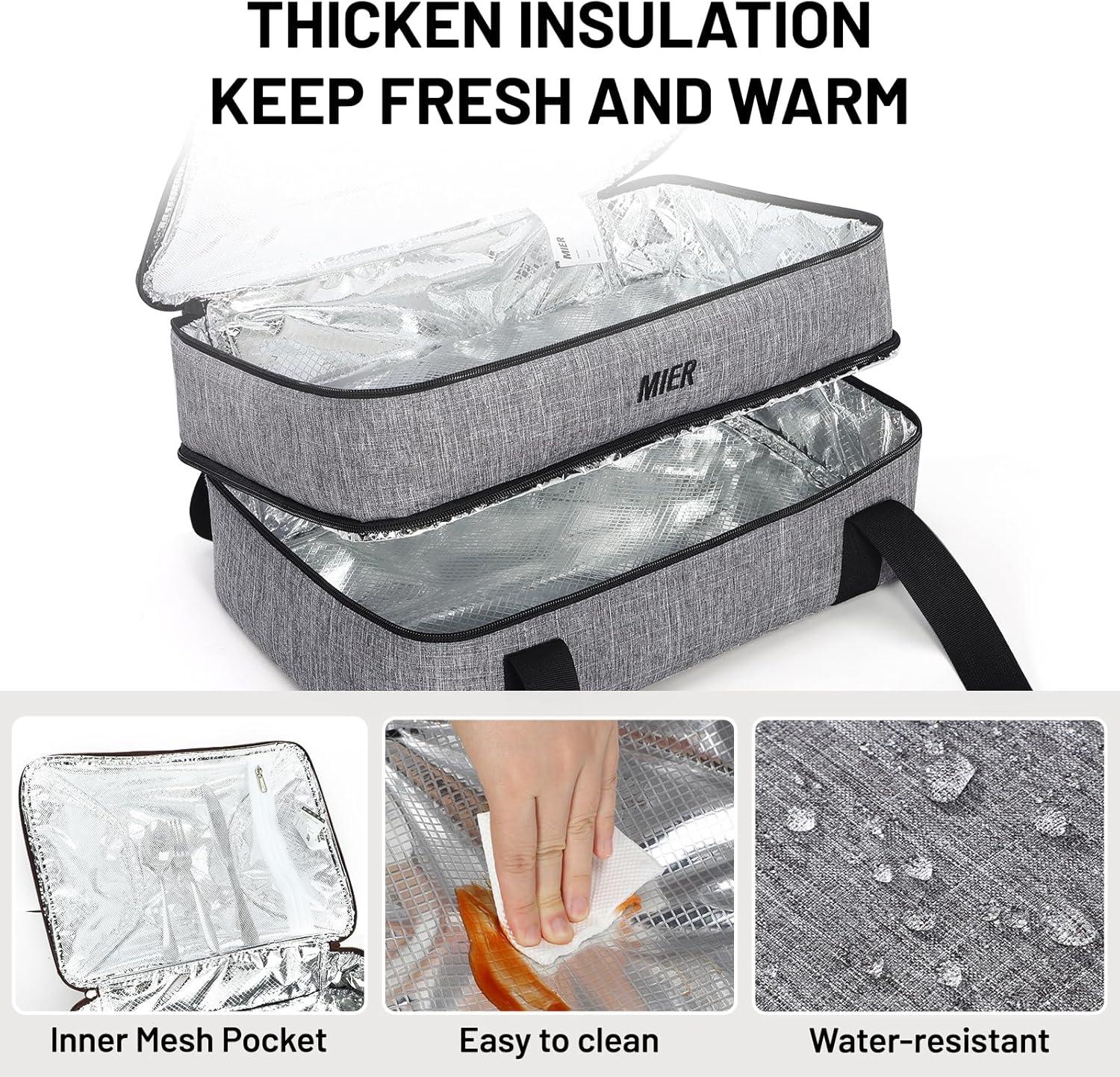 Gray Double Decker Insulated Food Carrier Bag