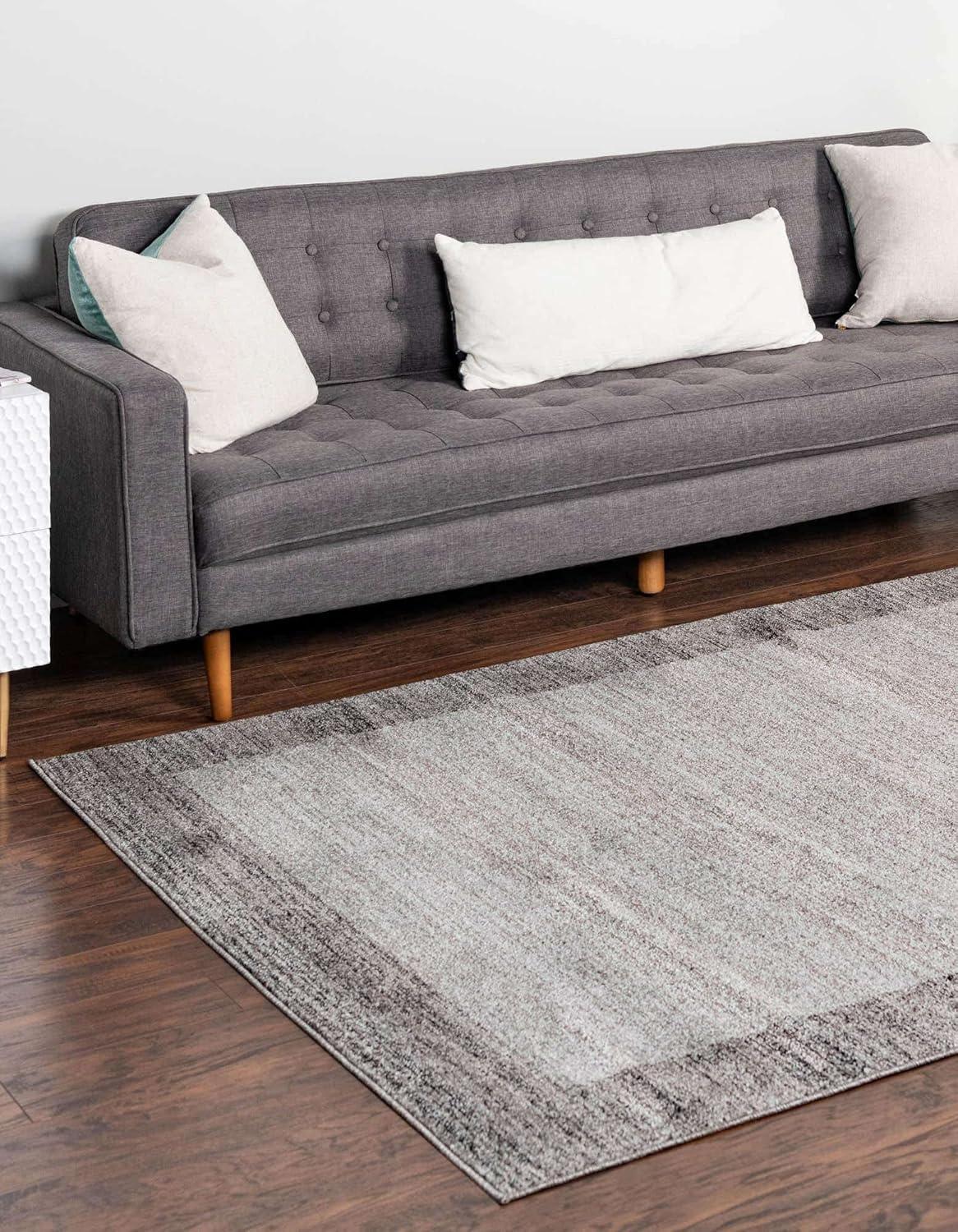 Unique Loom Del Mar Collection Area Rug - Abigail (4' x 6' Rectangle Light Gray/Black)