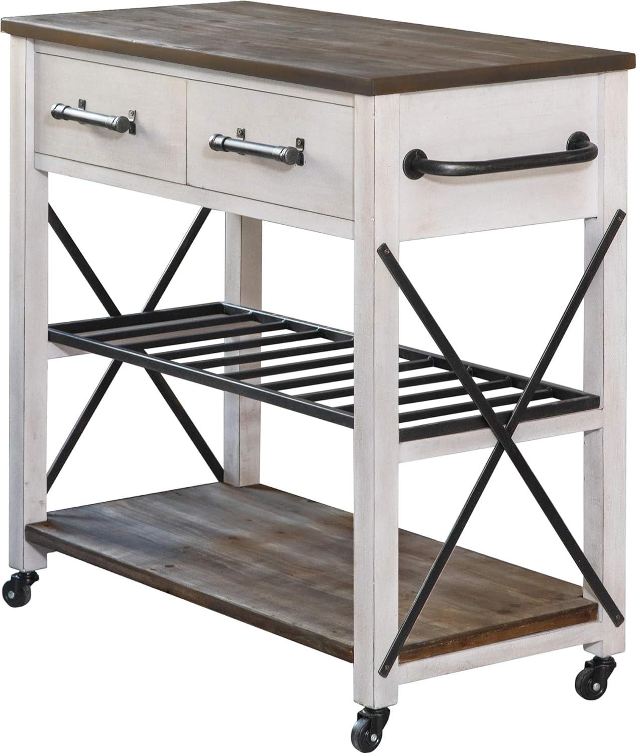 FirsTime & Co. Off-White And Brown Aurora Kitchen Cart, Farmhouse, Wood, 31.5 x 16 x 31.5 in