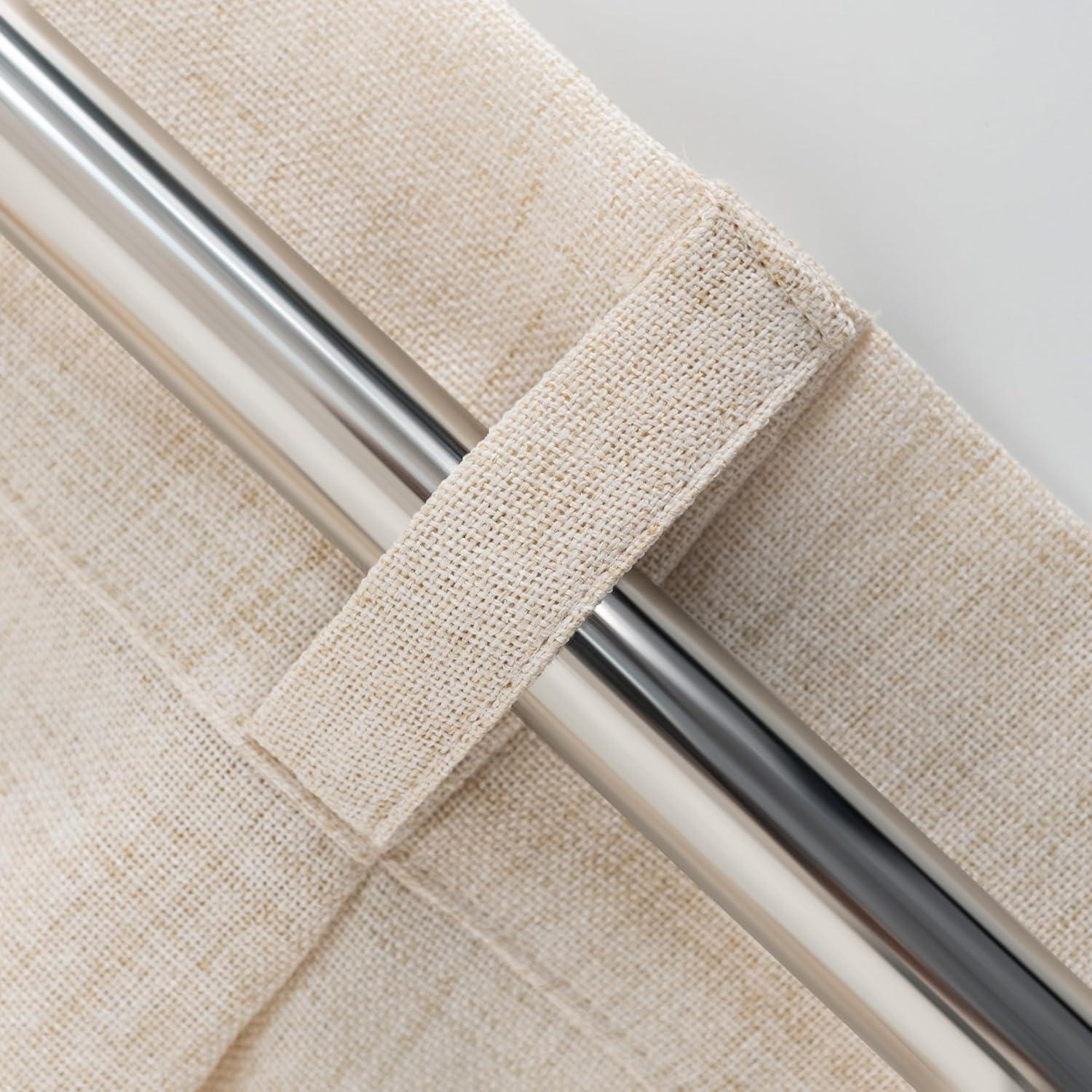 DriftAway Pinch Pleat Linen Textured Semi Sheer Solid Farmhouse and Modern Rustic Linen Curtains for Living Room Bedroom 2 Panels Back Tabs 30 Inch by 84 Inch Beige