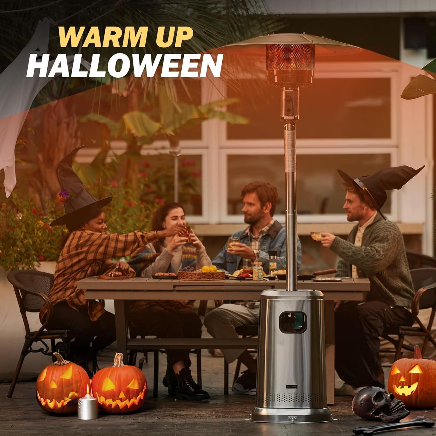 Stainless Steel 50,000 BTU Propane Outdoor Patio Heater with Table