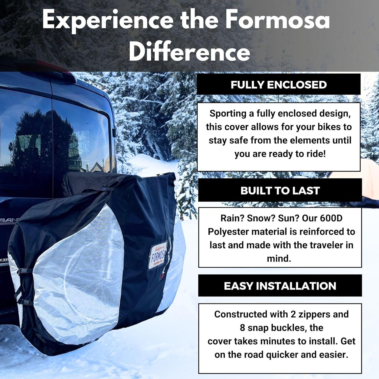 FORMOSA Protective Travel Bike Cover - Heavy Duty Electric Bike Cover - Transport on Rack - Single, Dual, Quad Sizes