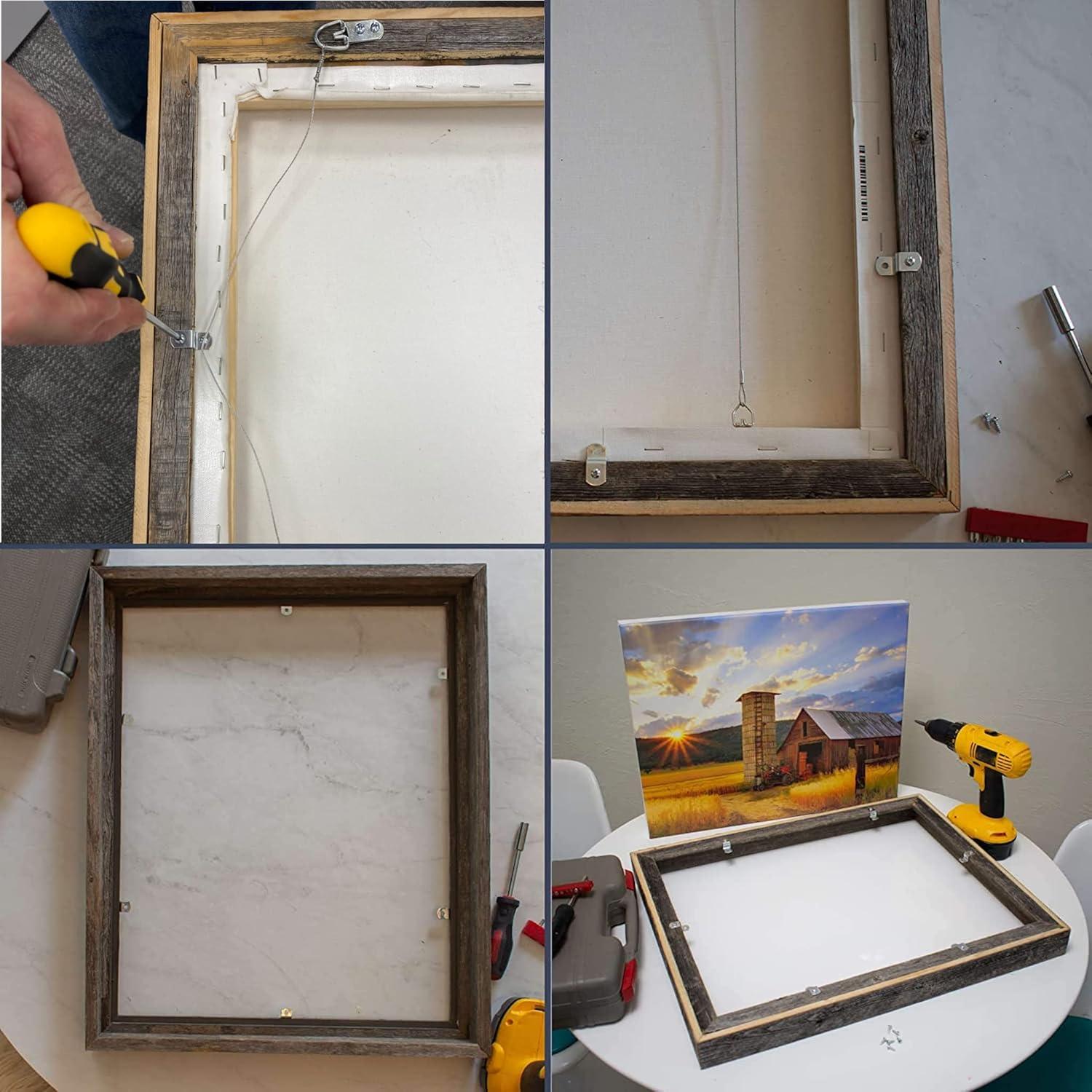BarnwoodUSA | Rustic Barnwood Canvas Frame | For Oil Paintings & Wall Art | Natural Weathered Gray | 16" x 20"