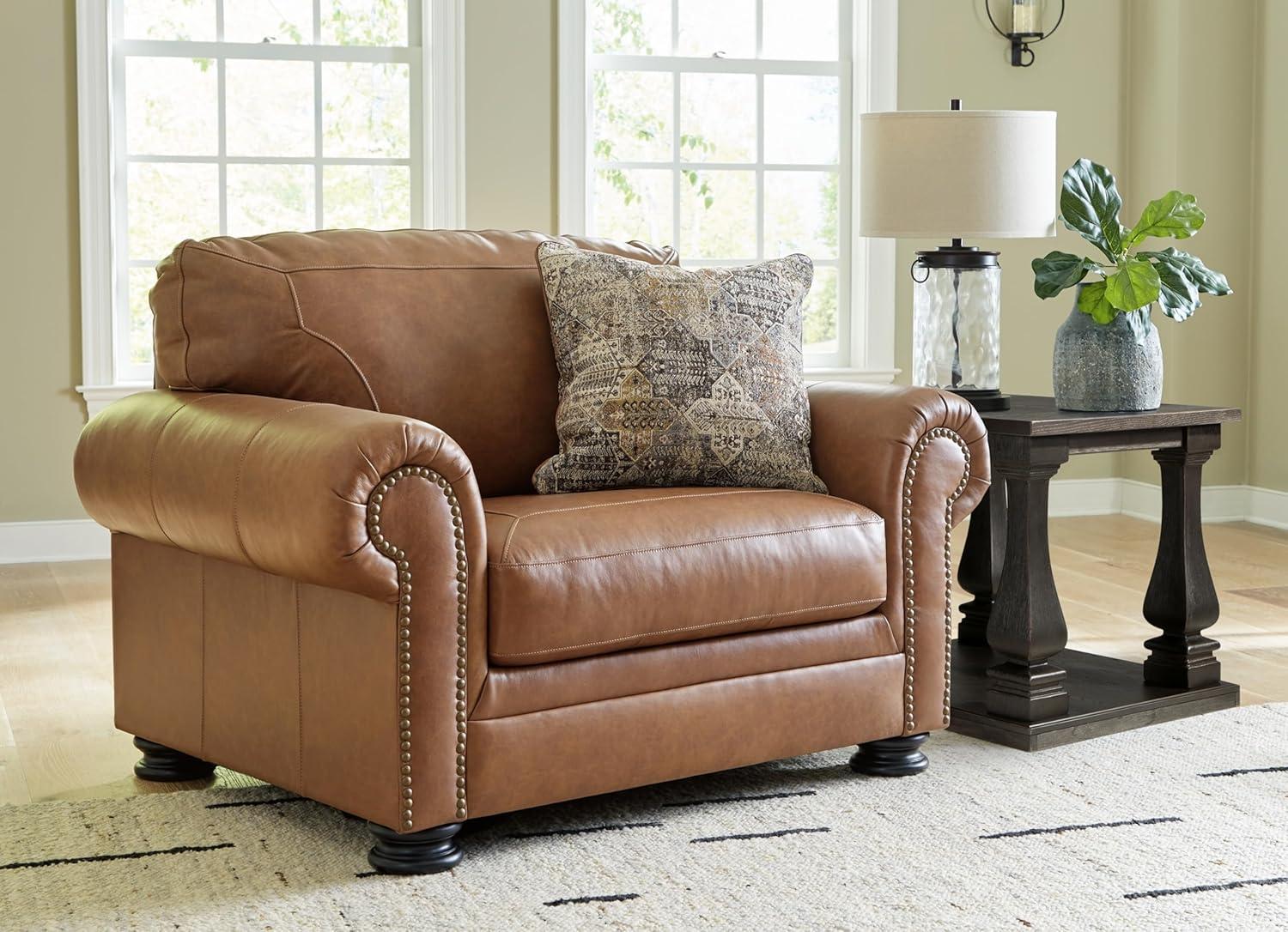 Carianna Brown Leather Traditional Oversized Chair