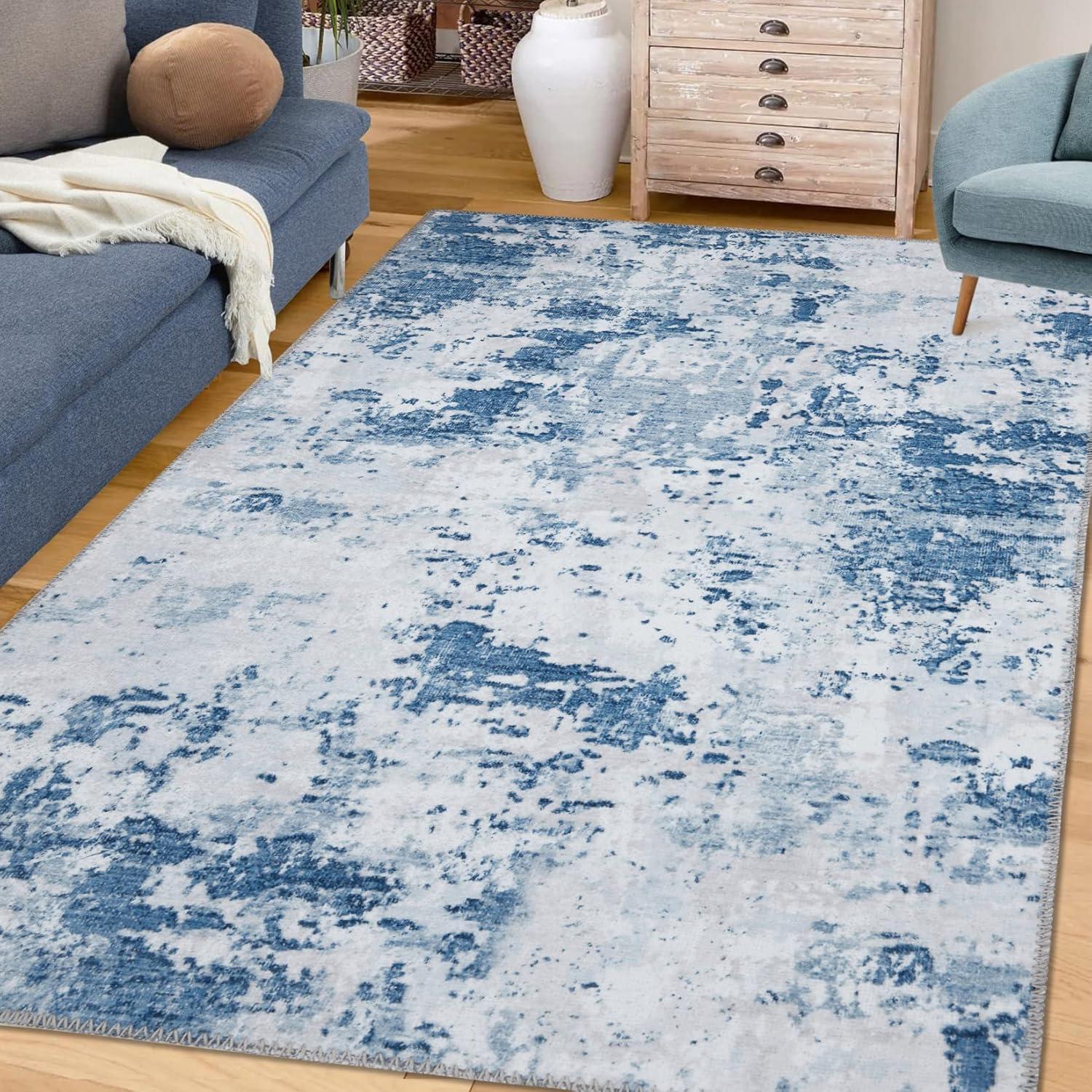 Faitaliicy Washable Rug Chenille Throw Rugs Contemporary Kitchen Carpet Indoor Foldable Accent Rug for Living Room Bedroom Dining Room