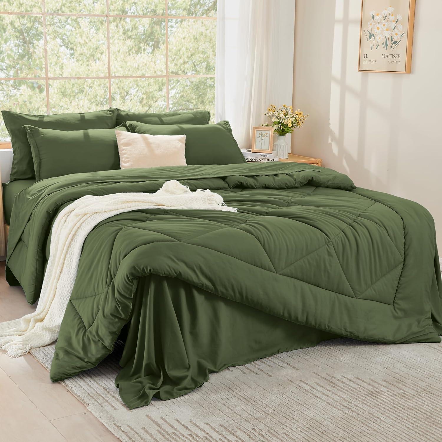 Comforter Set Olive Green - 7 Piece - King