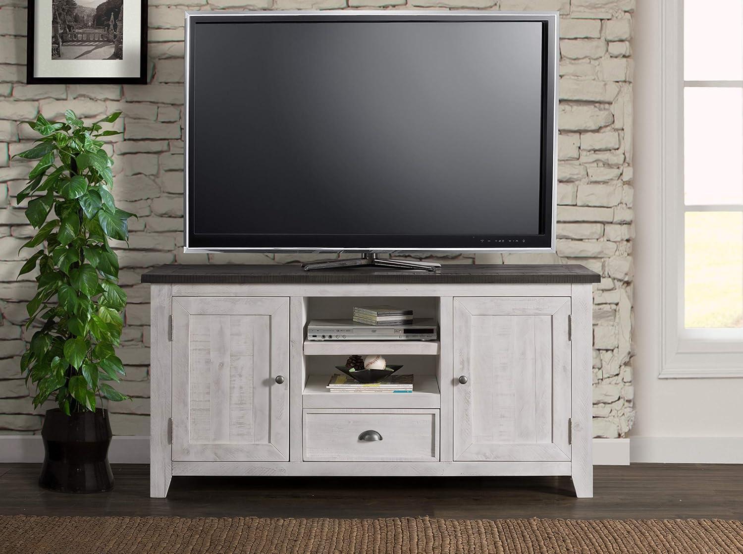 Monterey Solid Wood TV Stand in White with Gray Top - Martin Svensson Home