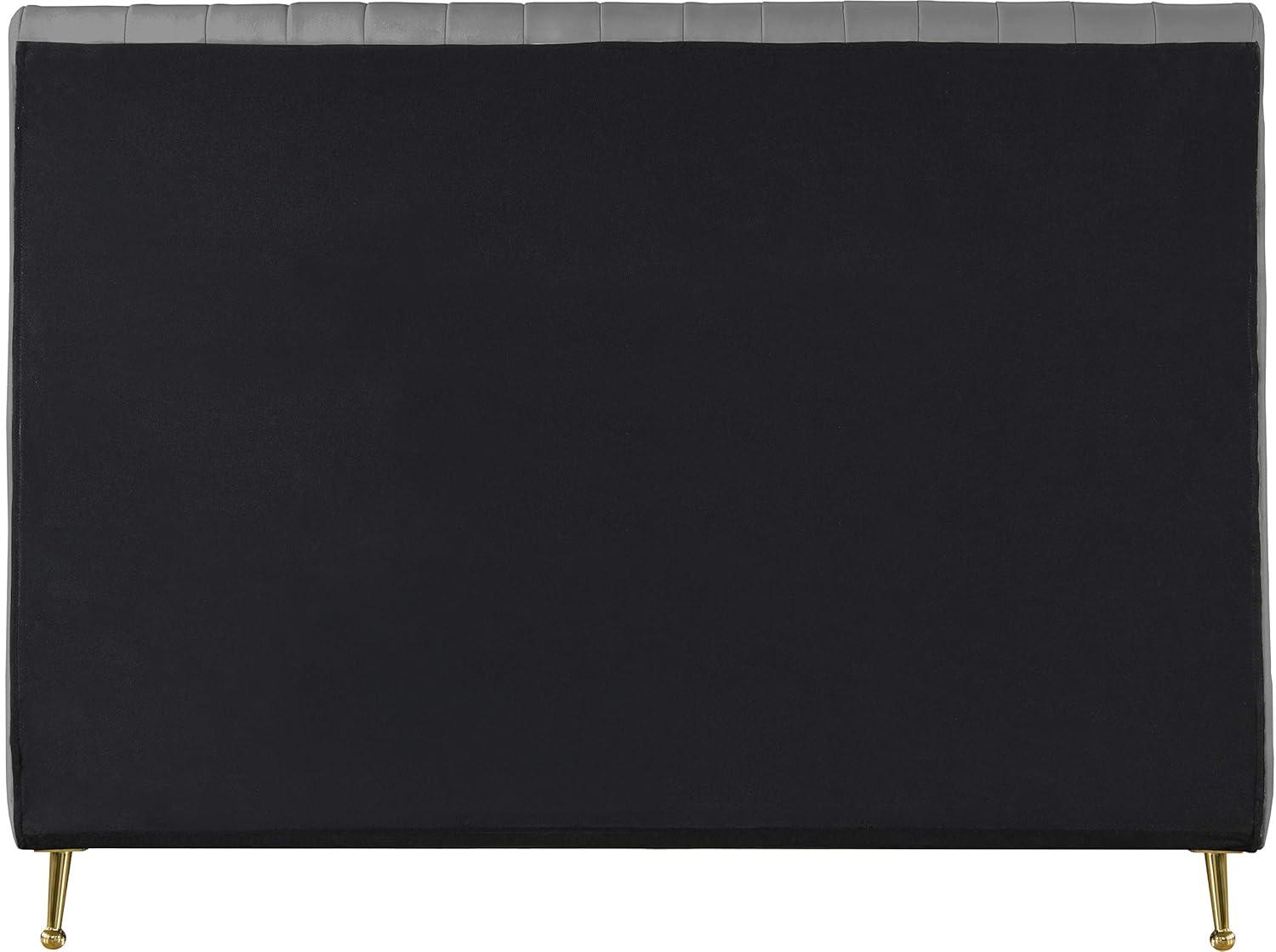 Meridian Furniture Zara Contemporary Gray Velvet Queen Bed