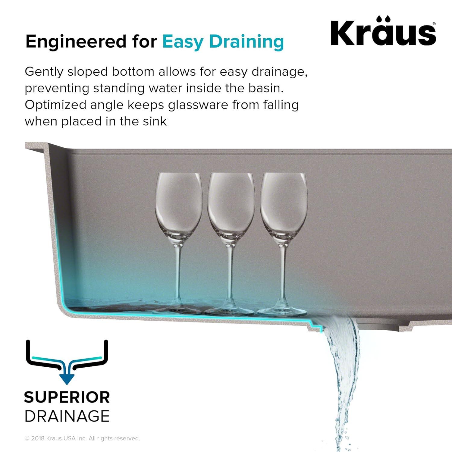 Kraus KRAUS Quarza™ 25" L Dual Mount Single Bowl Granite Kitchen Sink and Strainer KGD-441GREY-PST1-GR