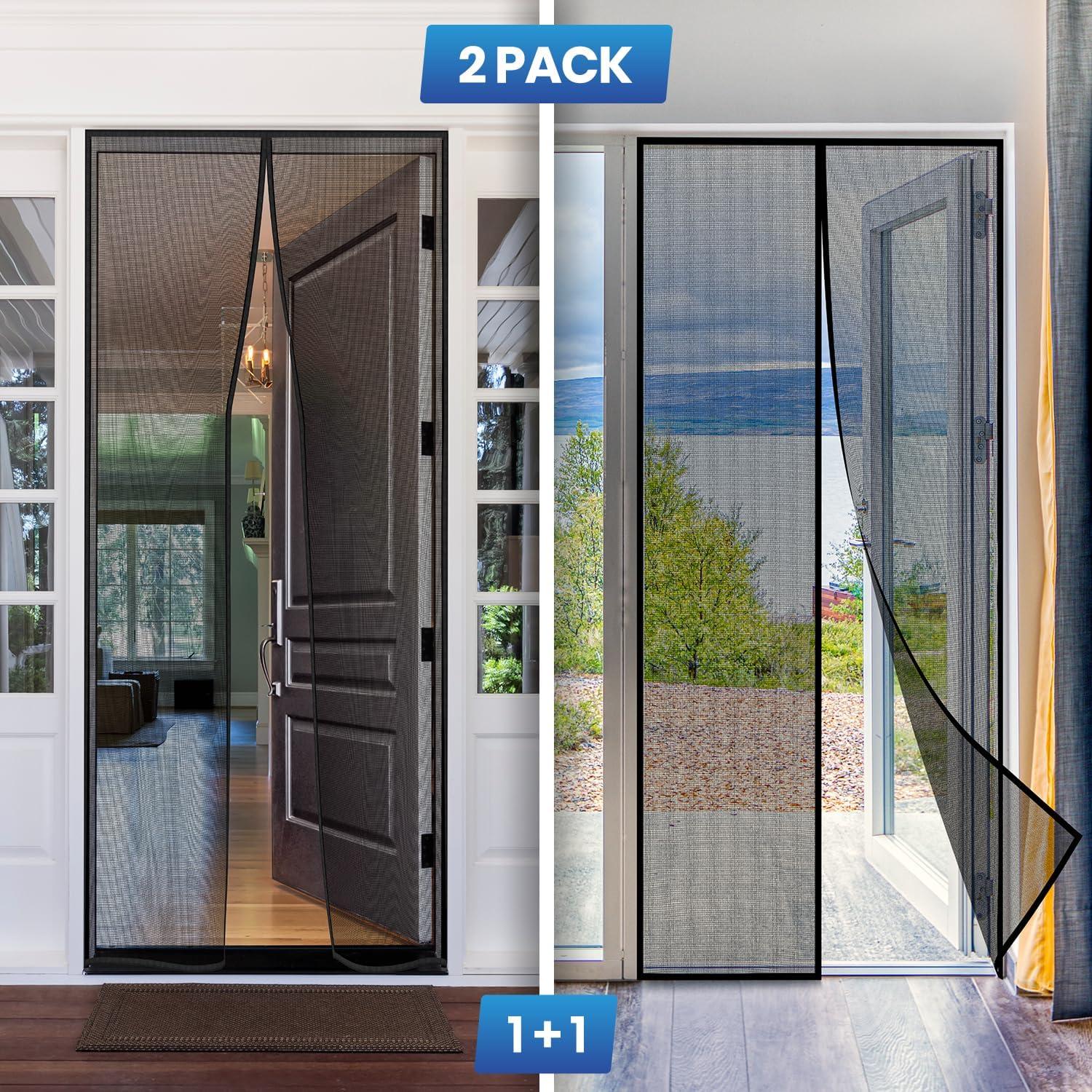 Easy Install Upgraded Magnetic Screen Door Mesh 38”x82” – Strong Magnets, Pet Tested, Keeps Bugs Out