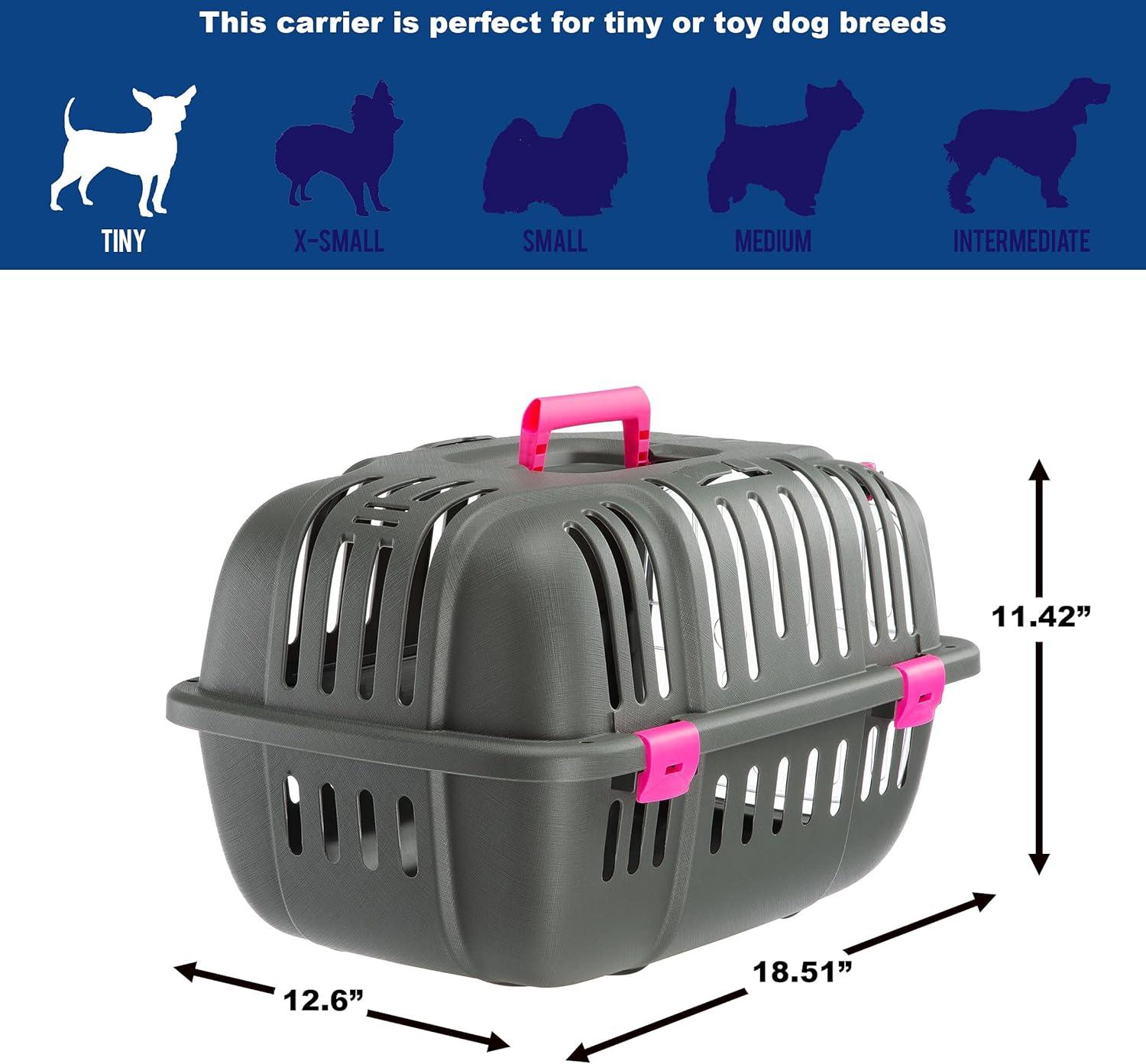 Ferplast Jet Pet Carrier: Value Dog Carrier Suitable for Toy Dog Breeds & Small Cats, 18.51L x 12.6W x 11.42H, Fuchsia