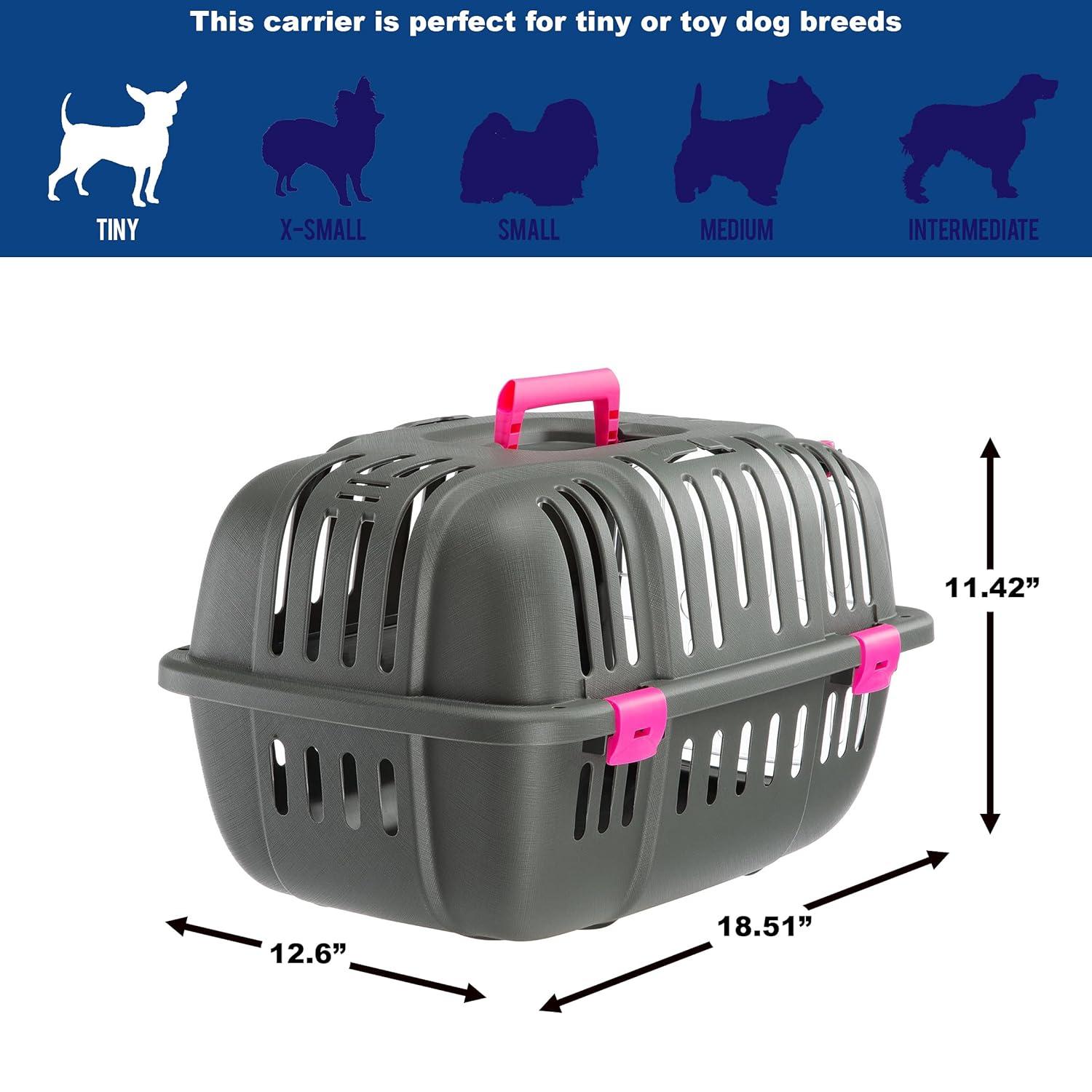 Ferplast Jet Pet Carrier: Value Dog Carrier Suitable for Toy Dog Breeds & Small Cats, 18.51L x 12.6W x 11.42H, Fuchsia