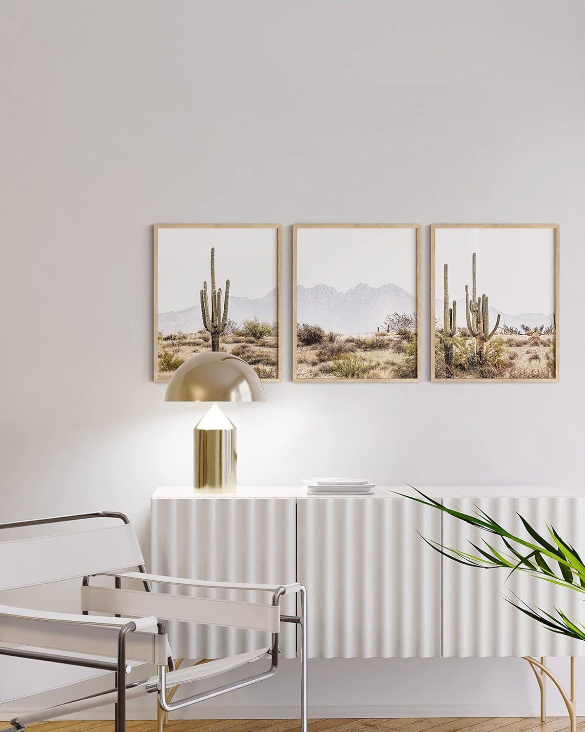 Haus and Hues Desert Wall Art - Set of 3 Western Posters, Landscape Pictures Wall Art, Nature Posters and Prints, Joshua Tree Wall Art, Cactus Posters Nature, Scenic Posters For Wall (12x16, Unframed)
