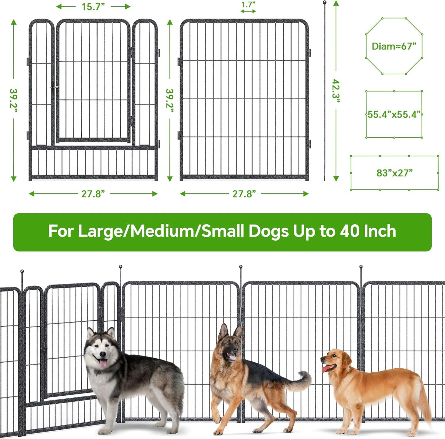 Mr Ironstone Dog Playpen with Anti-Rust Coating,  Dog Pen Indoor/Outdoor Pet Playpen for Foldable Dog Exercise Pens