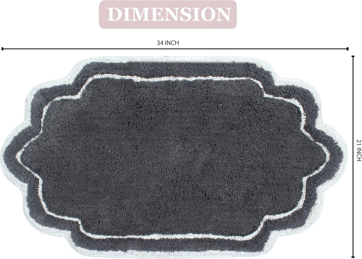 Modern Fluffy Tufted Cotton Bath Mat 21" x 34" in Dark Gray