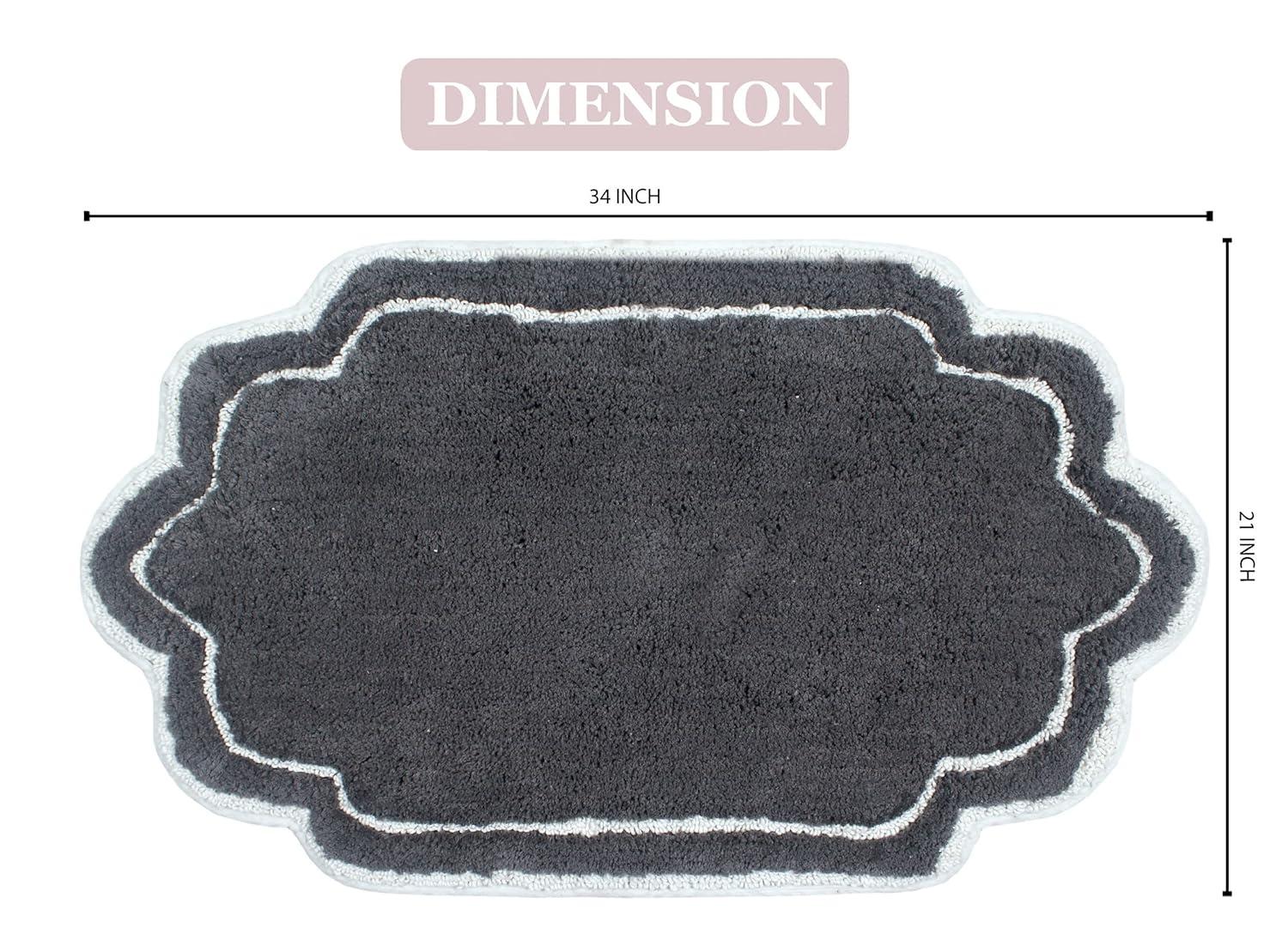 Modern Fluffy Tufted Cotton Bath Mat 21" x 34" in Dark Gray