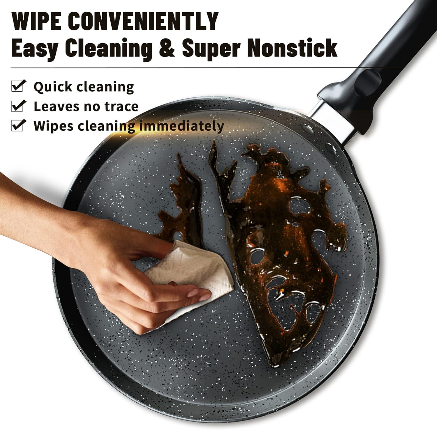 Innerwell Nonstick 11 Inch Crepe Pan Granite Coating Flat Skillet Tortilla Pan forInduction Compatible