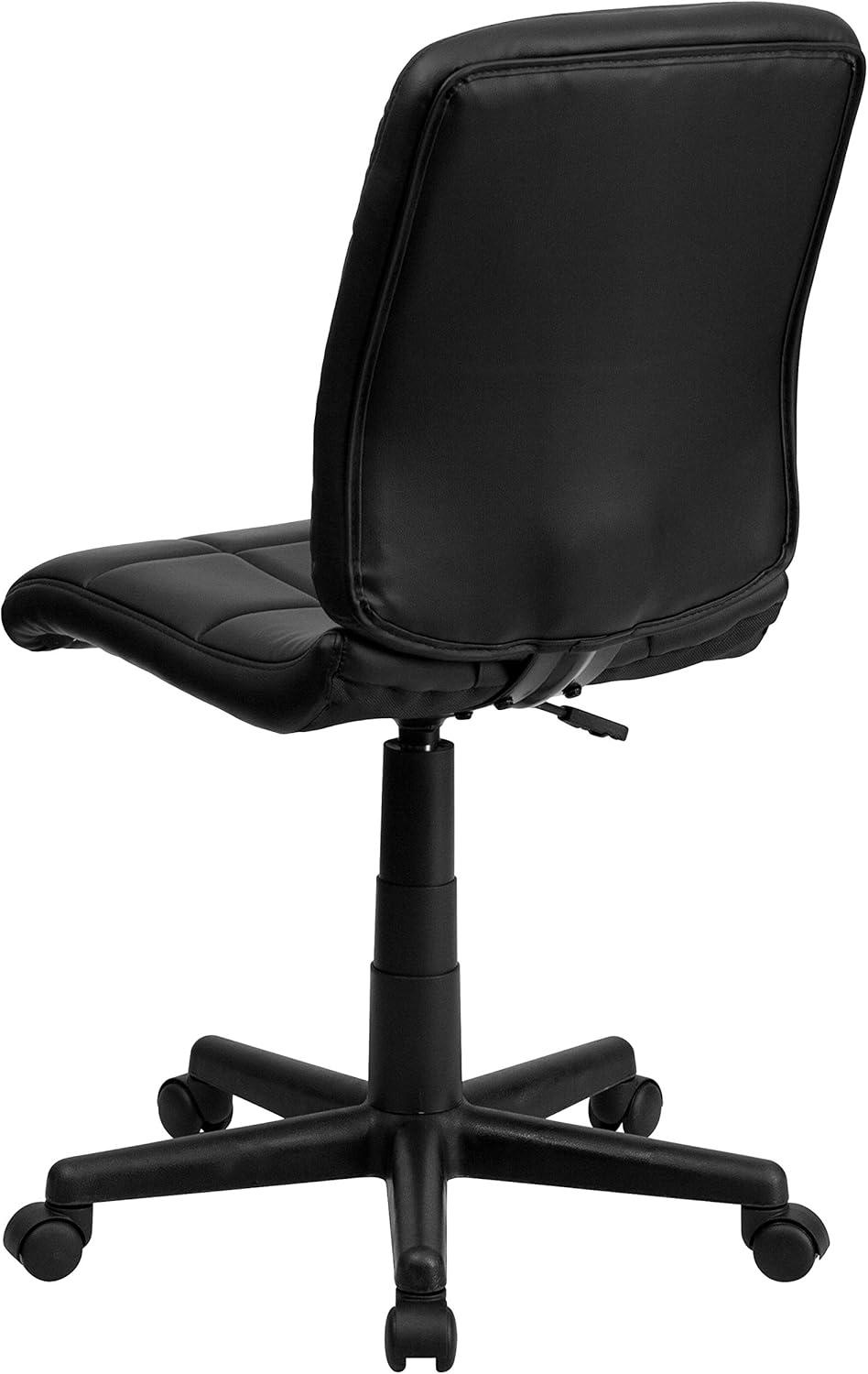 Flash Furniture Clayton Mid-Back Tufted Vinyl Upholstered Swivel Desk Chair with Padded Seat, Black