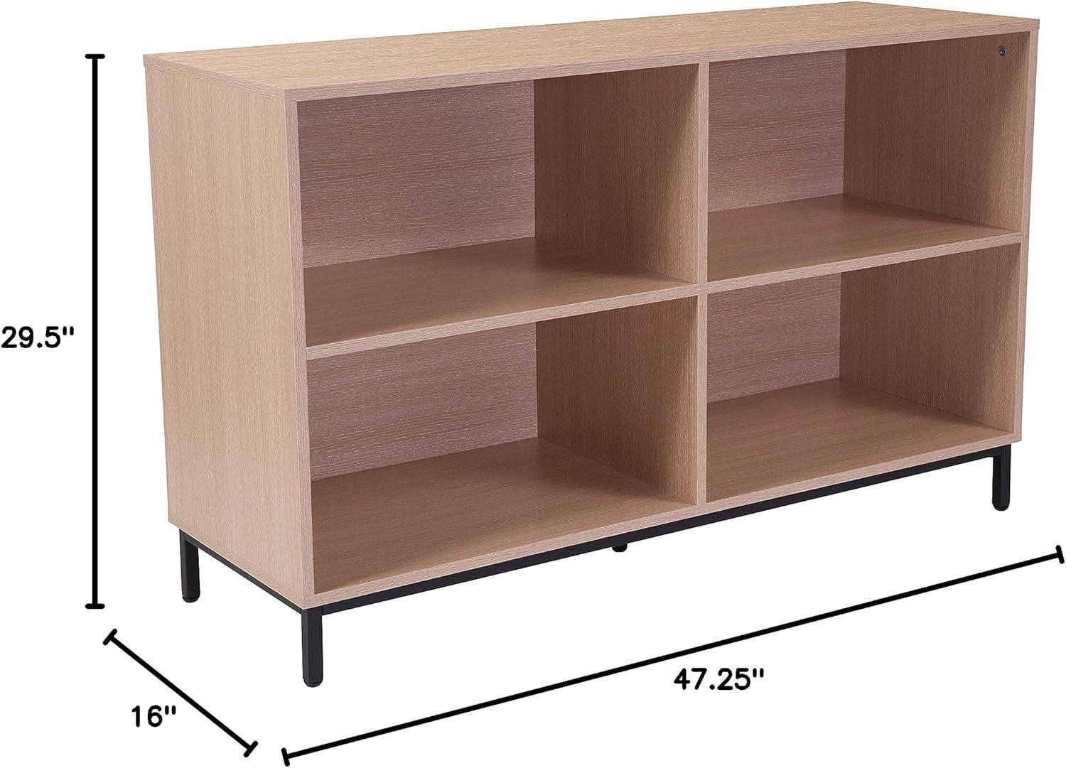 Flash Furniture Dudley 4 Shelf 29.5"H Open Bookcase Storage in Oak Wood Grain Finish