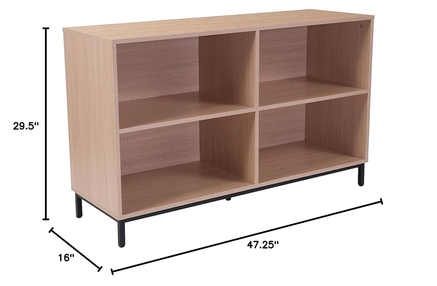 Flash Furniture Dudley 4 Shelf 29.5"H Open Bookcase Storage in Oak Wood Grain Finish