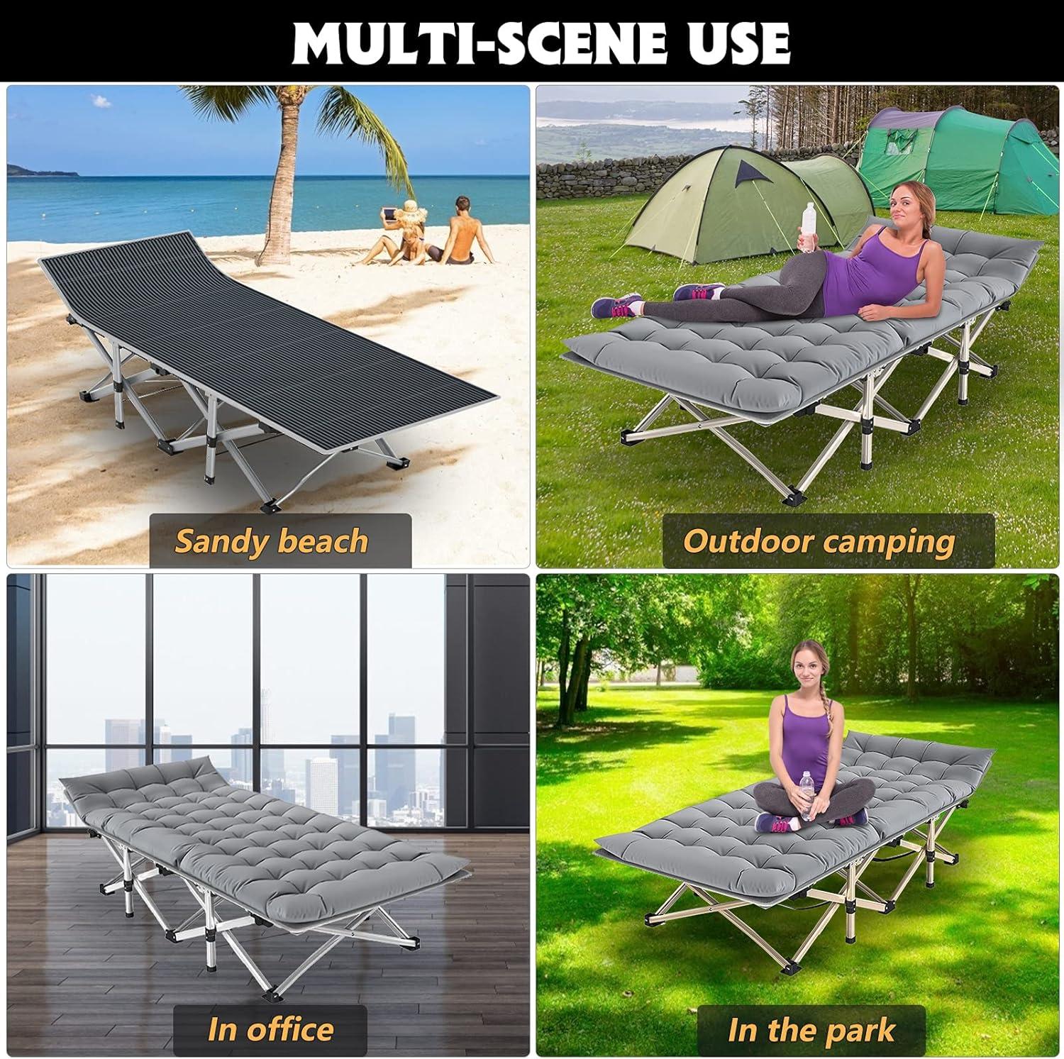 Himimi Portable Folding Camping Cot Sleeping Cot with Carry Bag and Mattress for Travel, Camping, Outdoor
