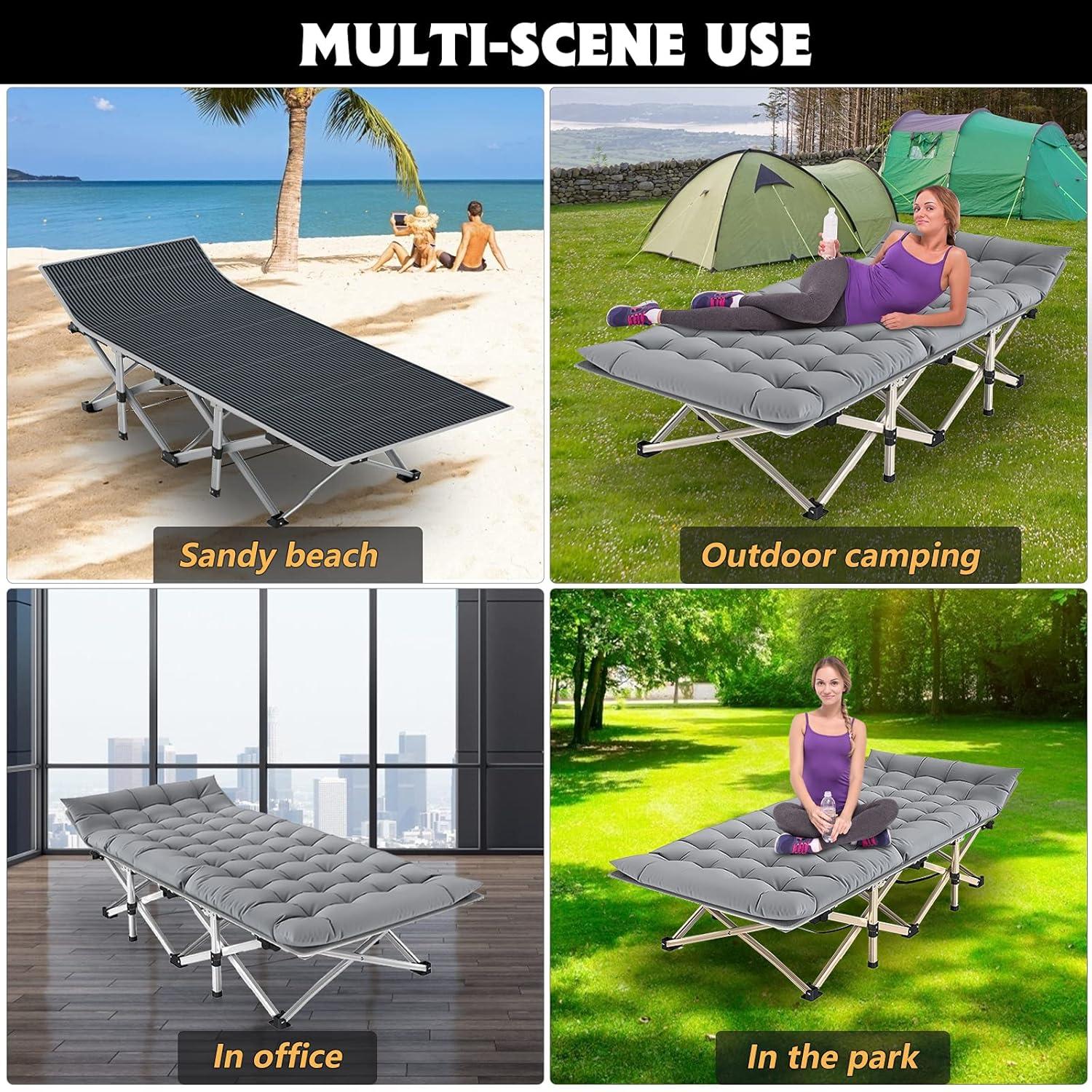 Himimi Portable Folding Camping Cot Sleeping Cot with Carry Bag and Mattress for Travel, Camping, Outdoor