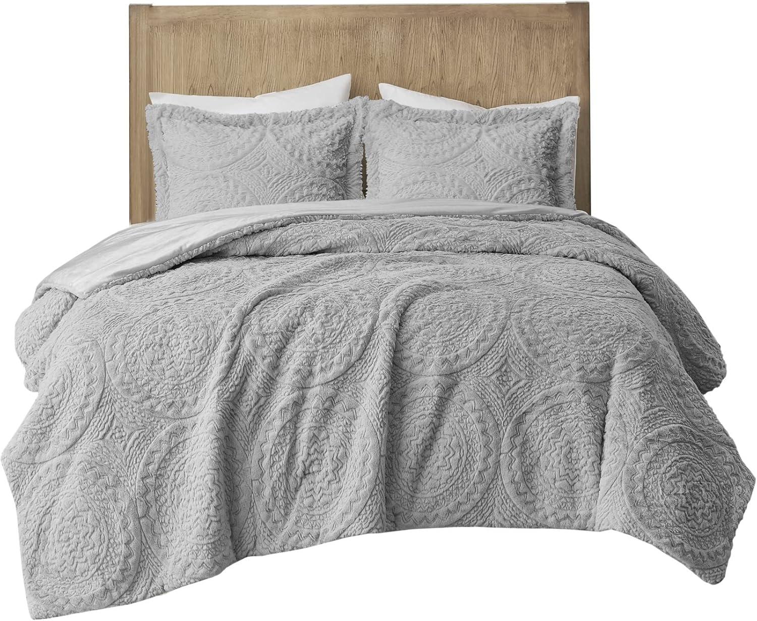 Arya Embroidered Medallion Faux Fur Ultra Plush Comforter Set